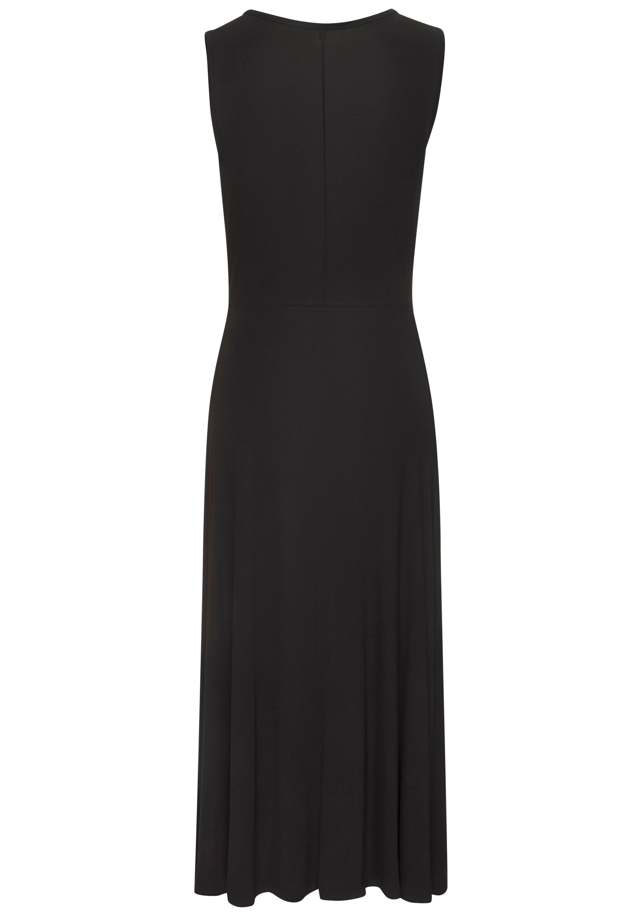 Buffalo Midikleid »mit kleinem Cut-out und Zieraccessoire am Ausschnitt« Ohne Taschen figurbetontes Sommerkleid, Strandkleid, Jerseykleid, Basic