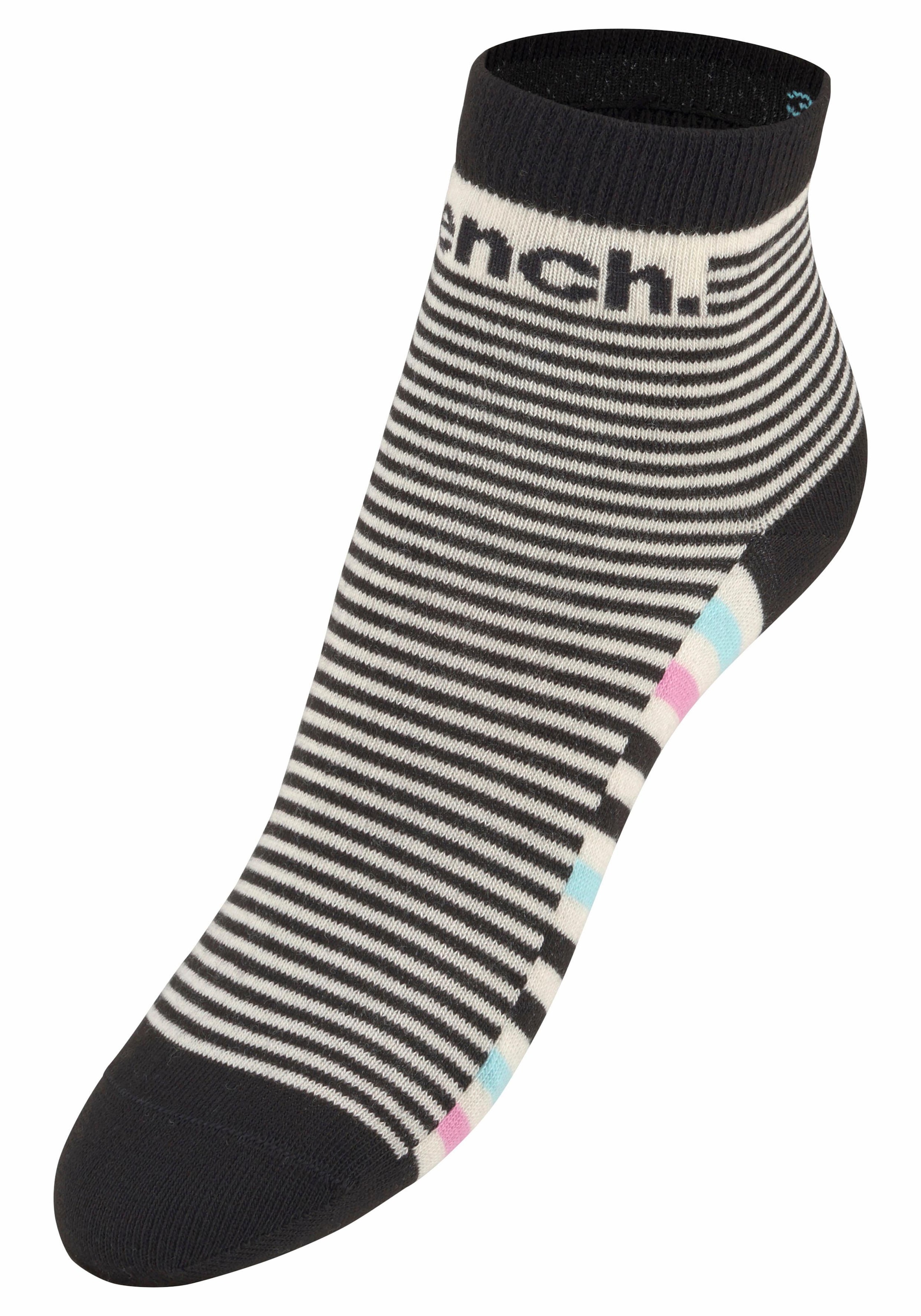 Bench. Kurzsocken, (Set, ♕ bei 5 im Paar), Streifendesign