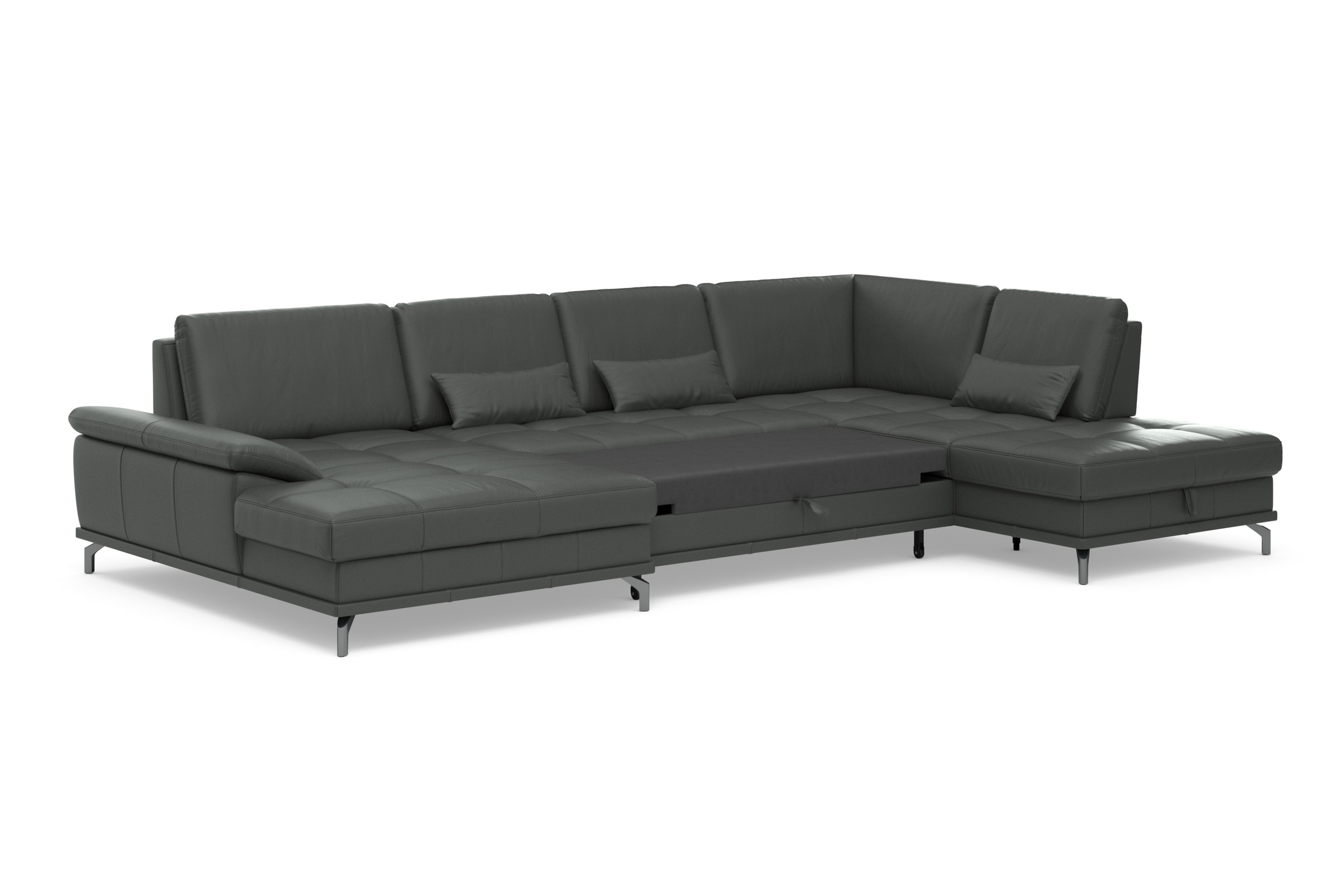 Places of Style Wohnlandschaft »Costello U-Form, mit Sitztiefenverstellung, Armteilverstellung und«, 3 Nierenkissen, optional Bettfunktion und Bettkasten
