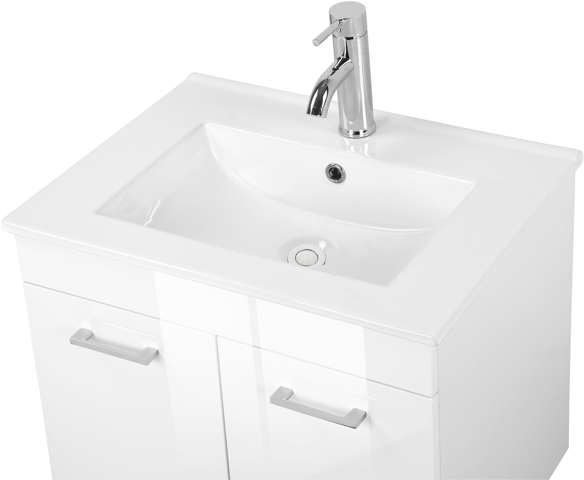 welltime Waschtisch »Florenz, Breite 60cm, 2 Tür, 2 Fächer, MDF-Front«, Waschplatz mit 2 Türen,in verschiedenen Farben erhältlich, Badmöbel
