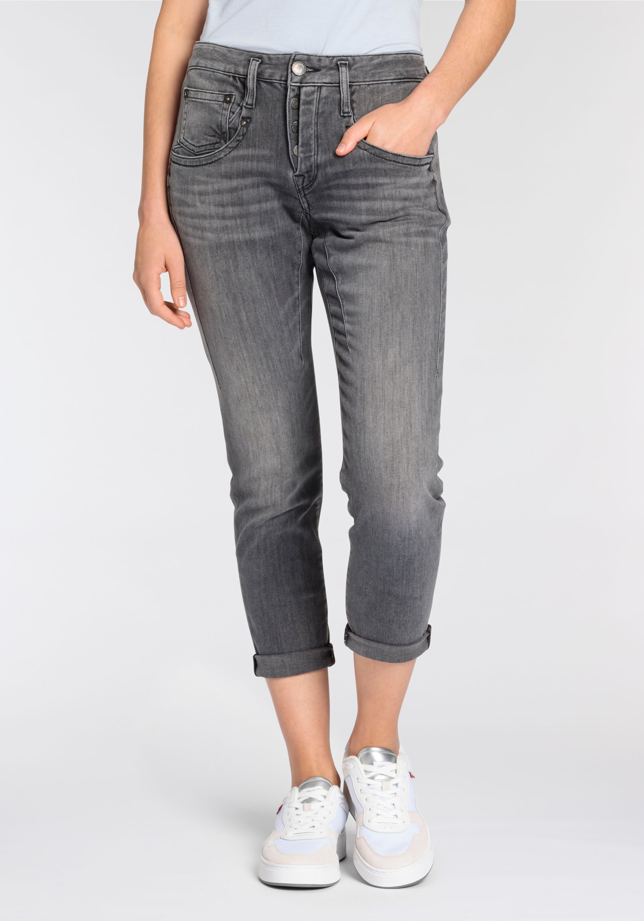 Herrlicher 5-Pocket-Jeans »Shyra Cropped Denim Black Light«