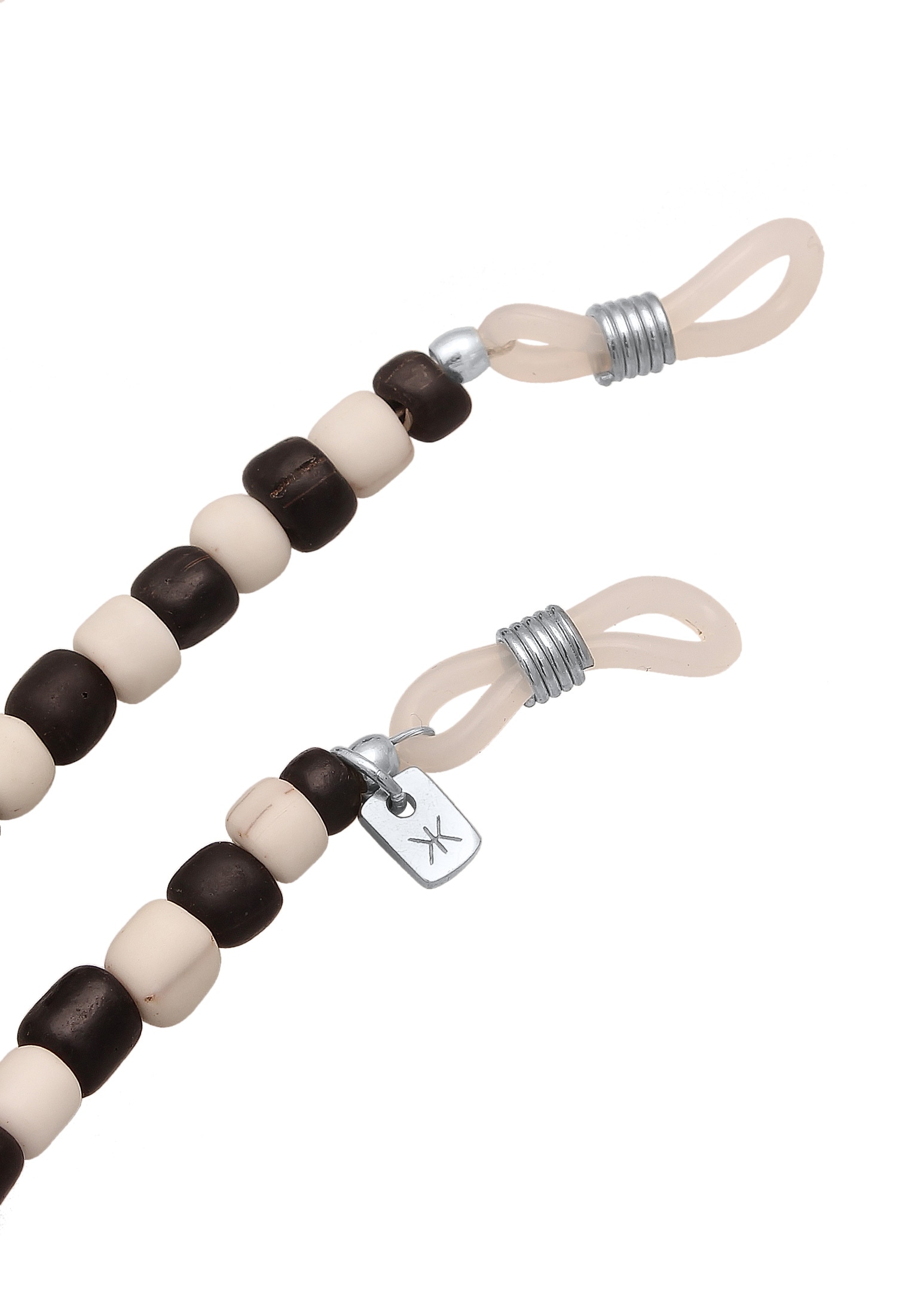 Kuzzoi Schmuckset »Schmuckzubehör Brillenkette Glasperlen Schwarz Weiß 925 Sterling Silber«