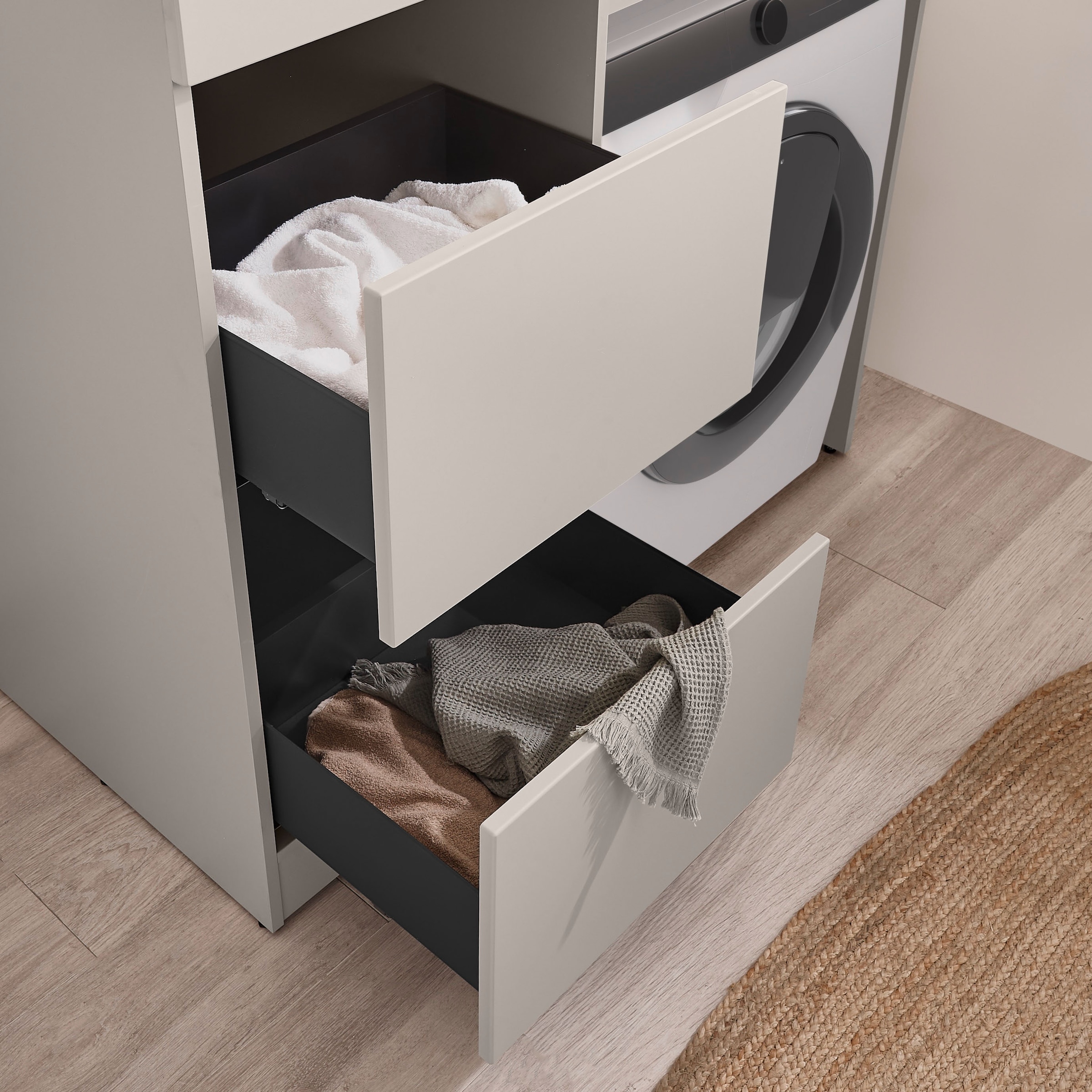 BASIC by Balculina Waschmaschinenumbauschrank »Washhome B/H/T 116x185x68 cm« 1 Stk. tlg. Breite 116cm, Metallschubkästen, Softclose