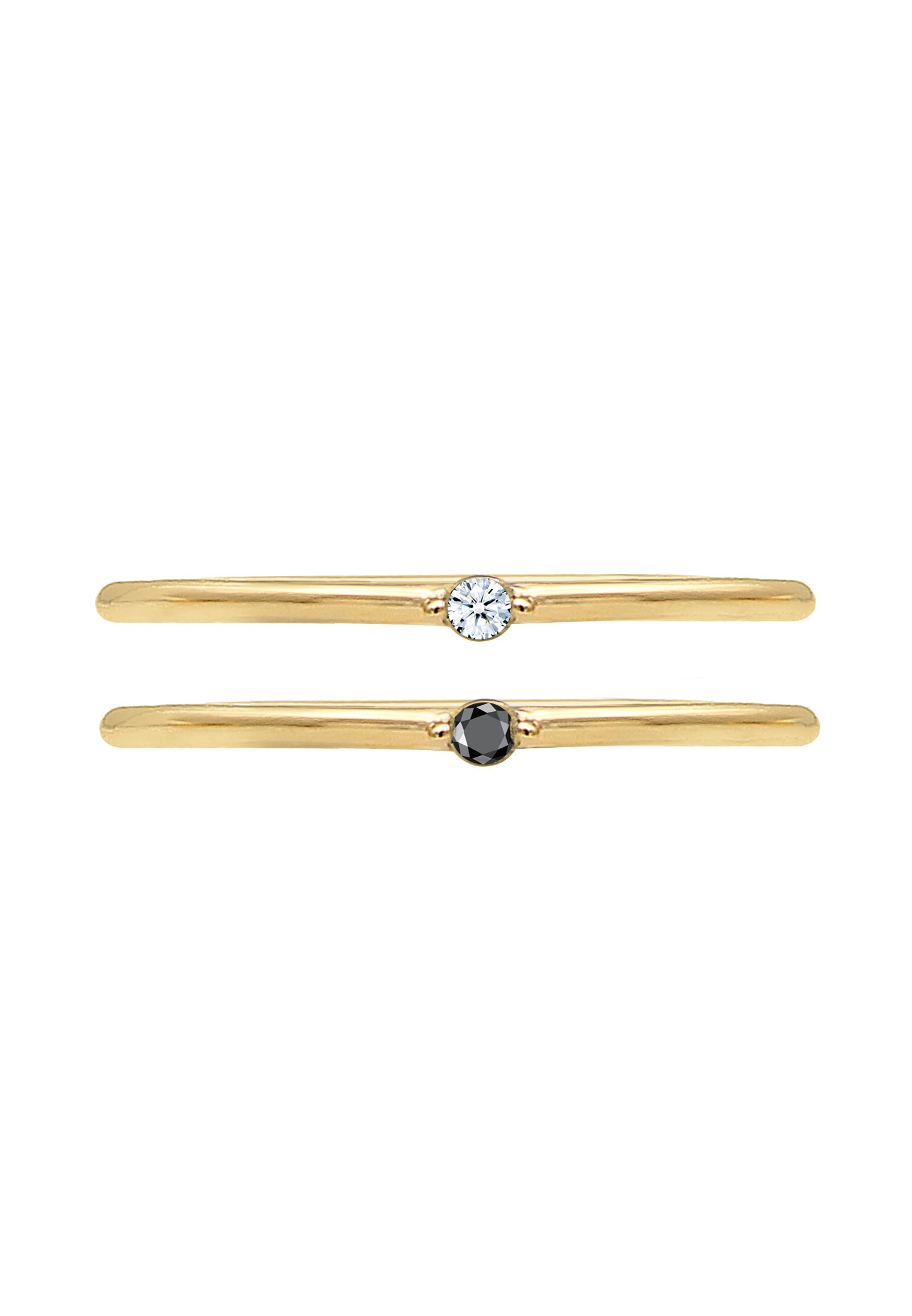 Elli DIAMONDS Verlobungsring »Ring Solitär Schwarz Weiss Diamant (0.03 ct) 375 Gelbgold«