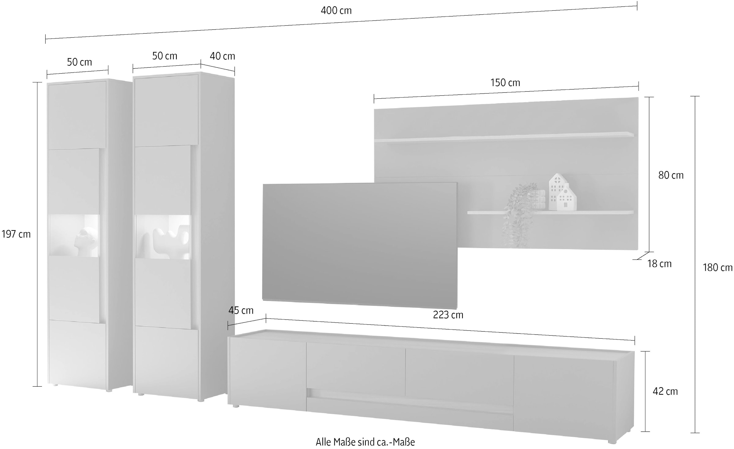 INOSIGN Wohnwand »City/Giron, moderne Anbauwand, Komplettset in vielen Farben verfügbar« Set, 4 Stk. tlg.