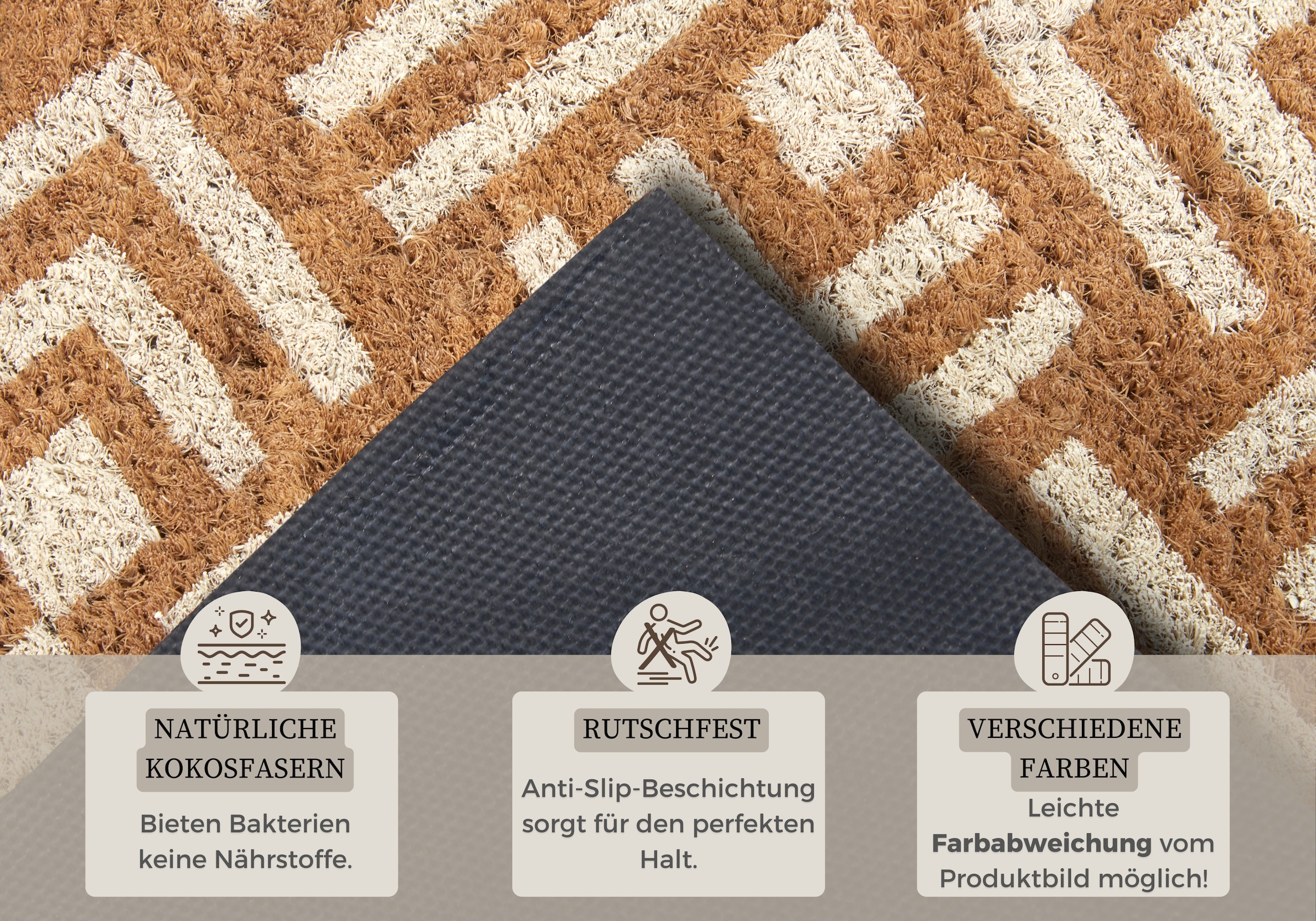 HANSE Home Fußmatte »Mix Mats Kokos Hello Geometric, Türmatte«, rechteckig, 15 mm Höhe, Kokos, Schmutzfangmatte, Outdoor, Rutschfest, Innen, Kokosmatte, Flur