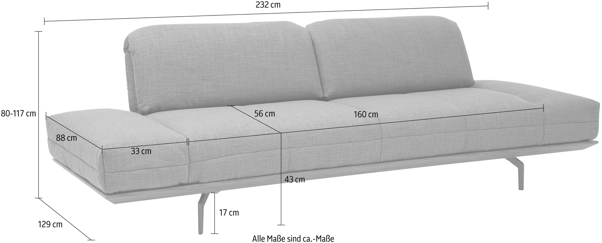 Creation BY ROLF BENZ 3-Sitzer »CR.420, Designsofa, Loungesofa«, in 2 Qualitäten, Holzrahmen in Eiche Natur oder Nußbaum, Breite 232 cm