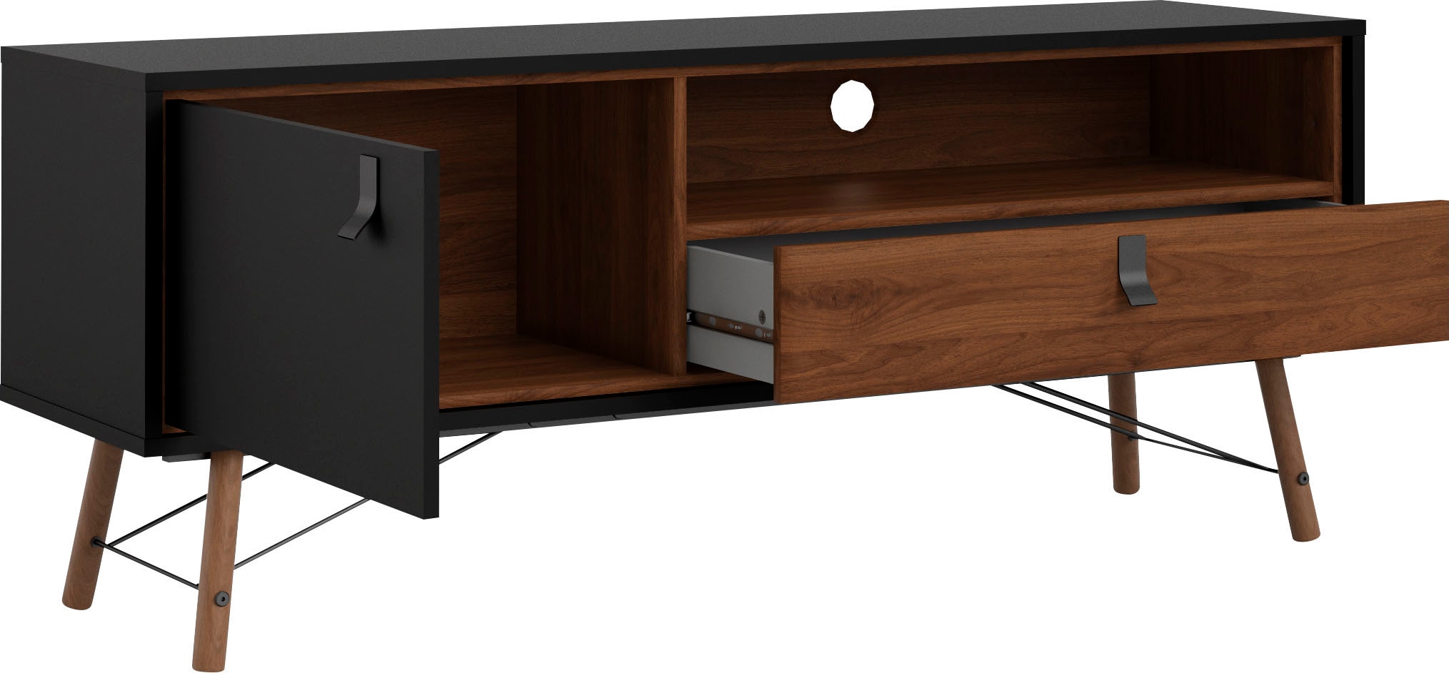 andas TV-Board »TV-Möbel, Fernsehtisch, TV-Unit, Media-Möbel, Sideboard,«, TV-Kommode, Breite/Höhe 150/60 cm, 1 Tür, 1 offenes Fach, 1 Schublade