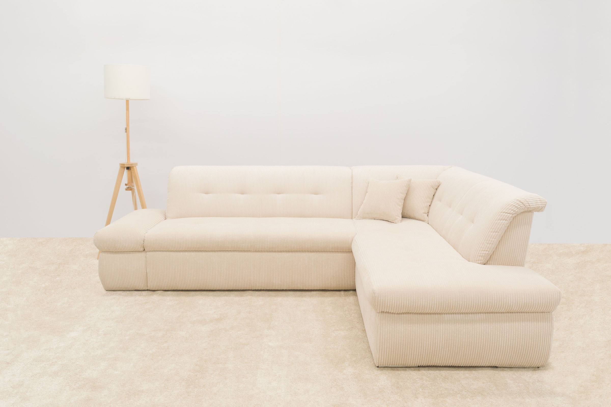 DOMO collection Ecksofa »Moric L-Form«, wahlweise mit Bettfunktion und Armlehnenverstellung, auch in Cord