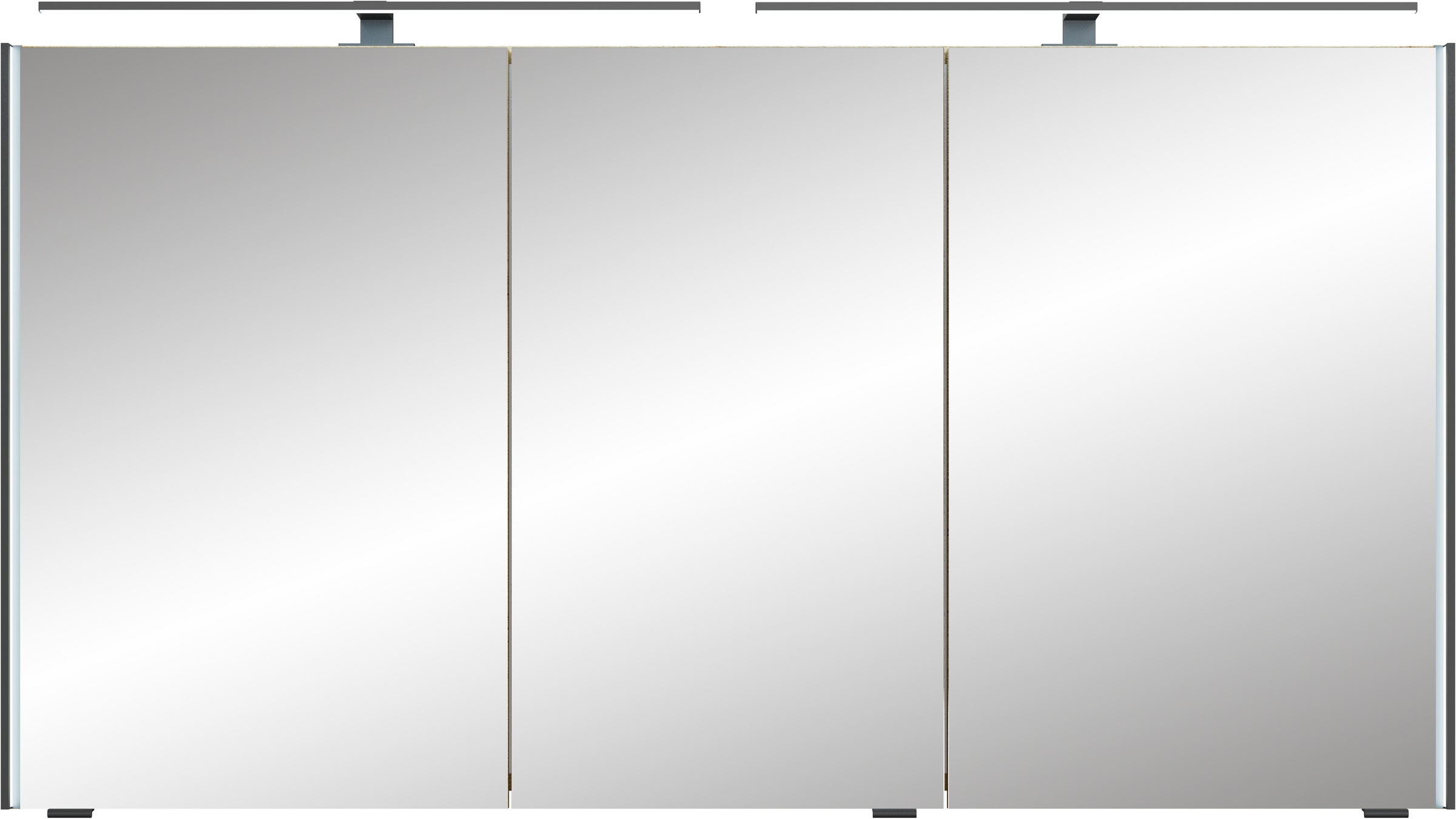 Saphir Badmöbel-Set »Badezimmer-Set 133,2 cm breit, inkl. Türdämpfer, 3 Türen, 4 Schubladen«, (Set, 2 St.), Serie 7045 2-teilig Mineralmarmor-Doppelwaschtisch, LED-Spiegelschrank