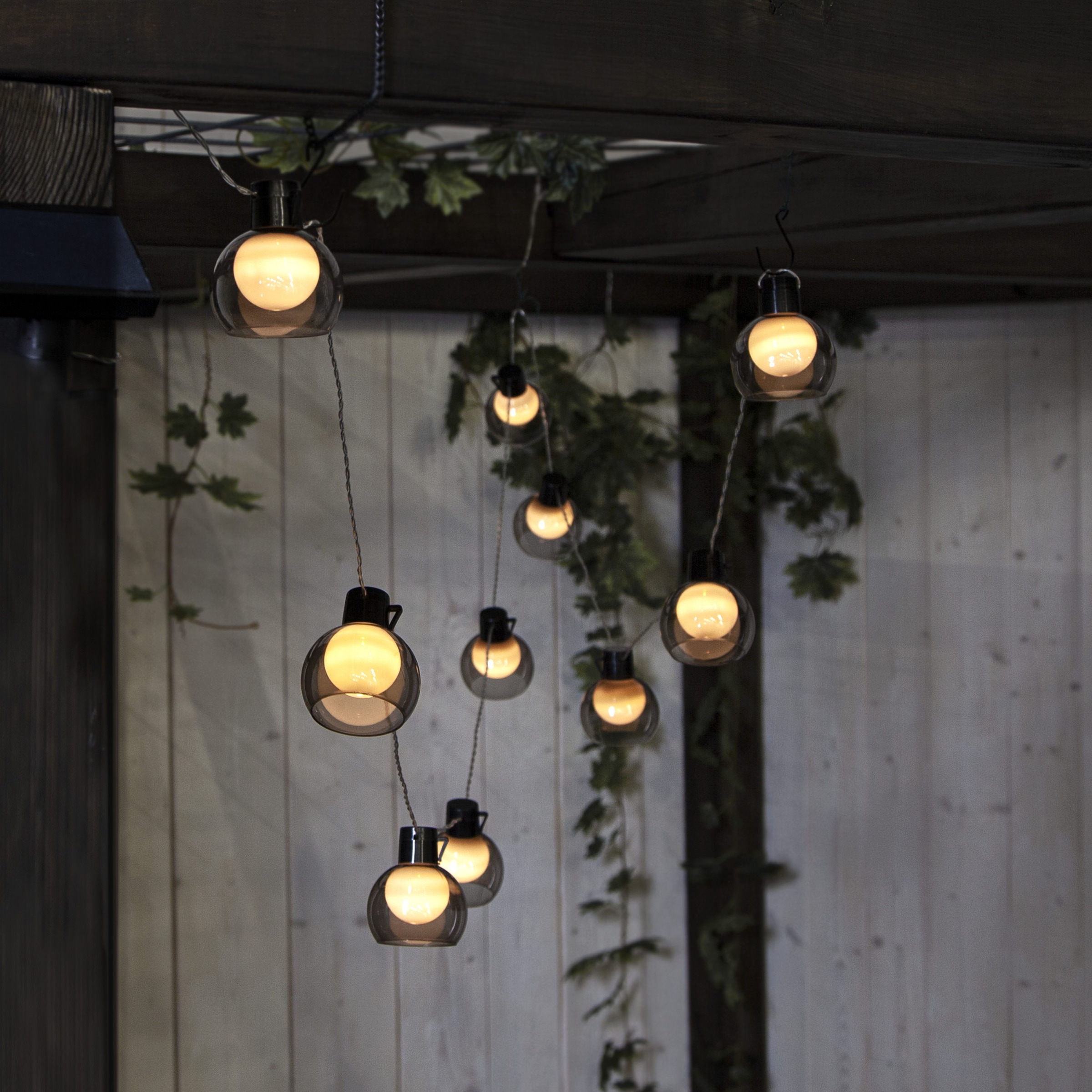 Parforce Traditional Hunting LED-Lichterkette »Smoky« 10 Stk.-flammig Ø 7 cm, ca. 2,7 m + 2 m Zuleitung, Kunststoff, Akku, outdoor