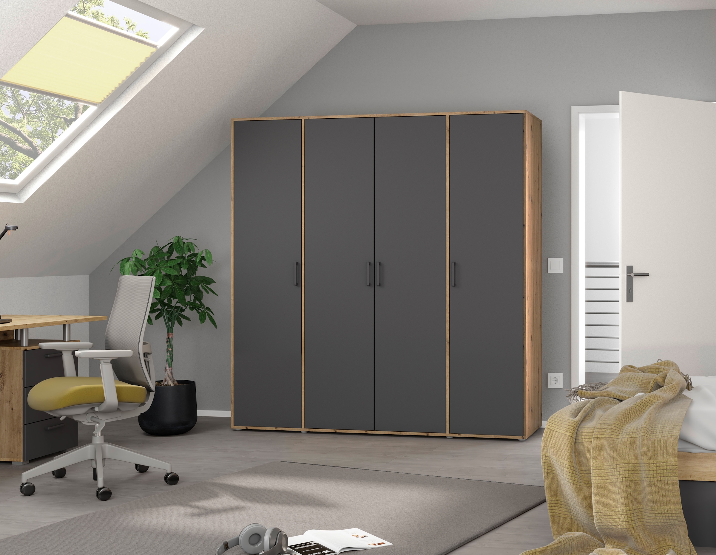 rauch Kleiderschrank »VOYAGER Otto´s Choice Garderobe Wäscheschrank TOPSELLER Schlafzimmer«, (in 3 verschiedenen Ausstattungen BASIC/CLASSIC/PREMIUM), Schrank mit modernen Griffen in viel Stauraum MADE IN GERMANY