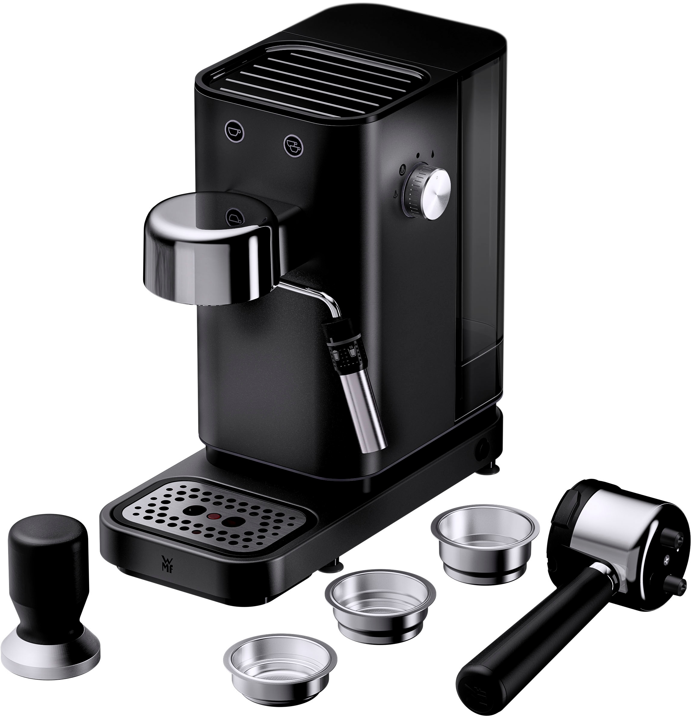WMF Espressomaschine »Lumero Deep Black«, kompakt, dezente LED-Beleuchtung, 15 bar, 1350 Watt, Milchschaumdüse