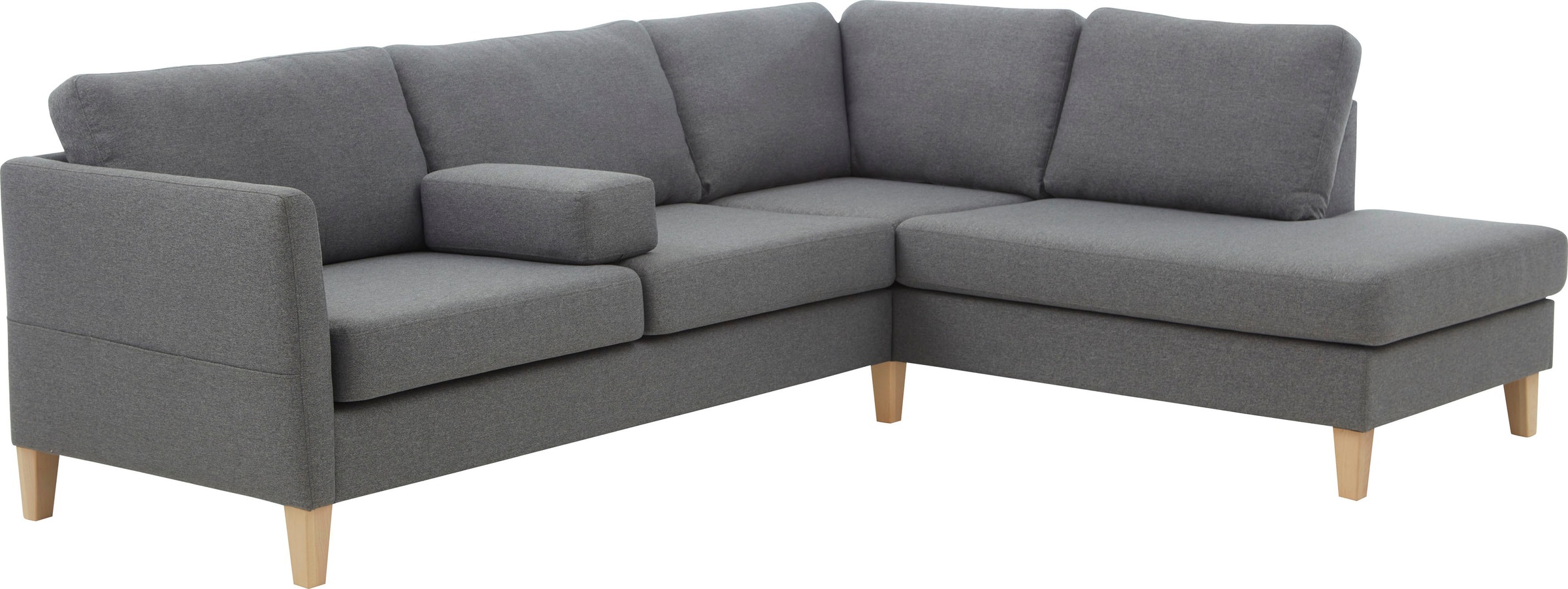ATLANTIC home collection Ecksofa »Mailo L-Form«, mit Seitentaschen und Ottomane, mit Massivholzfüßen
