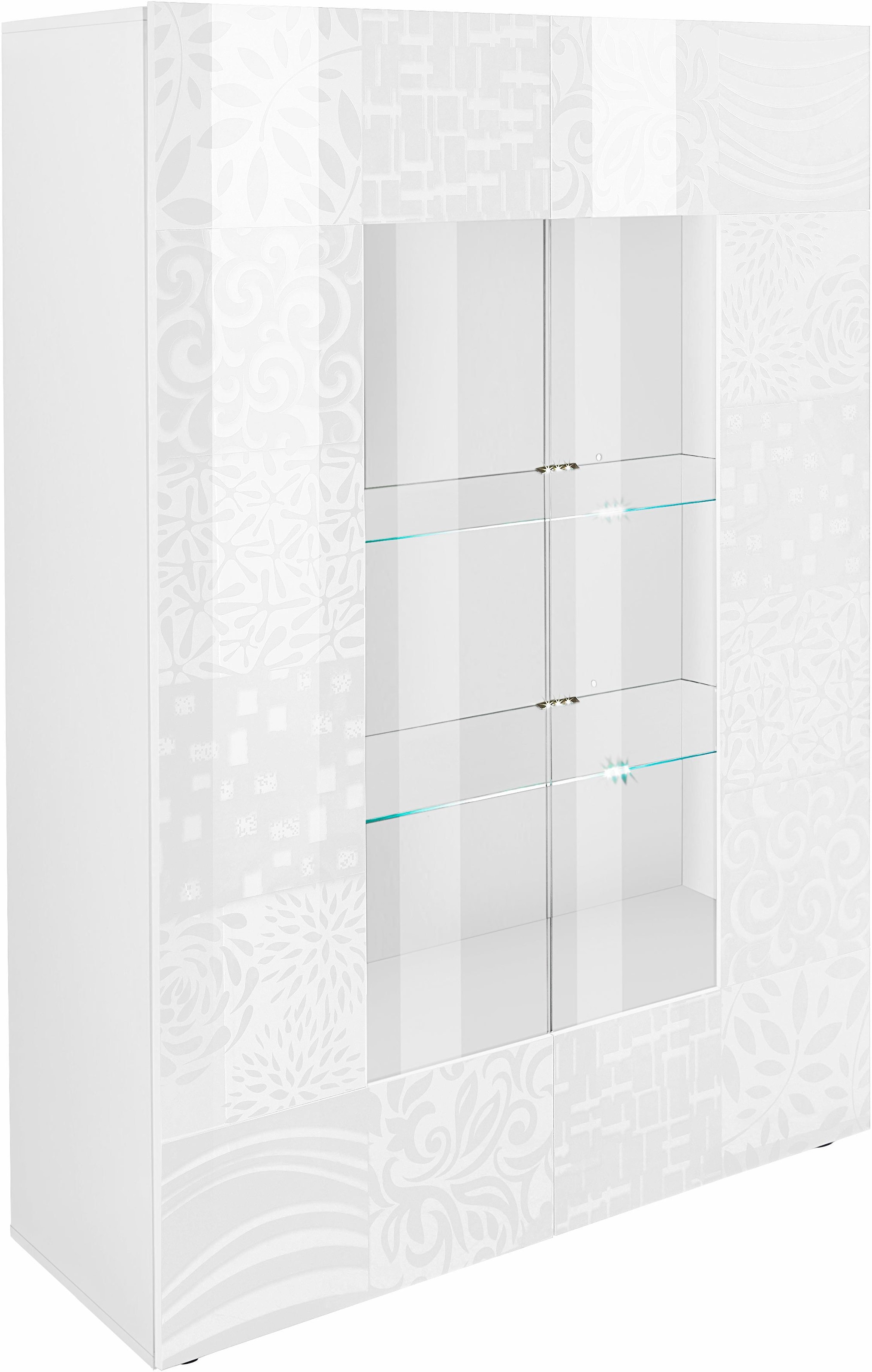 INOSIGN Vitrine »Miro«, Stauraumvitrine, Höhe 166 cm mit dekorativem Siebdruck