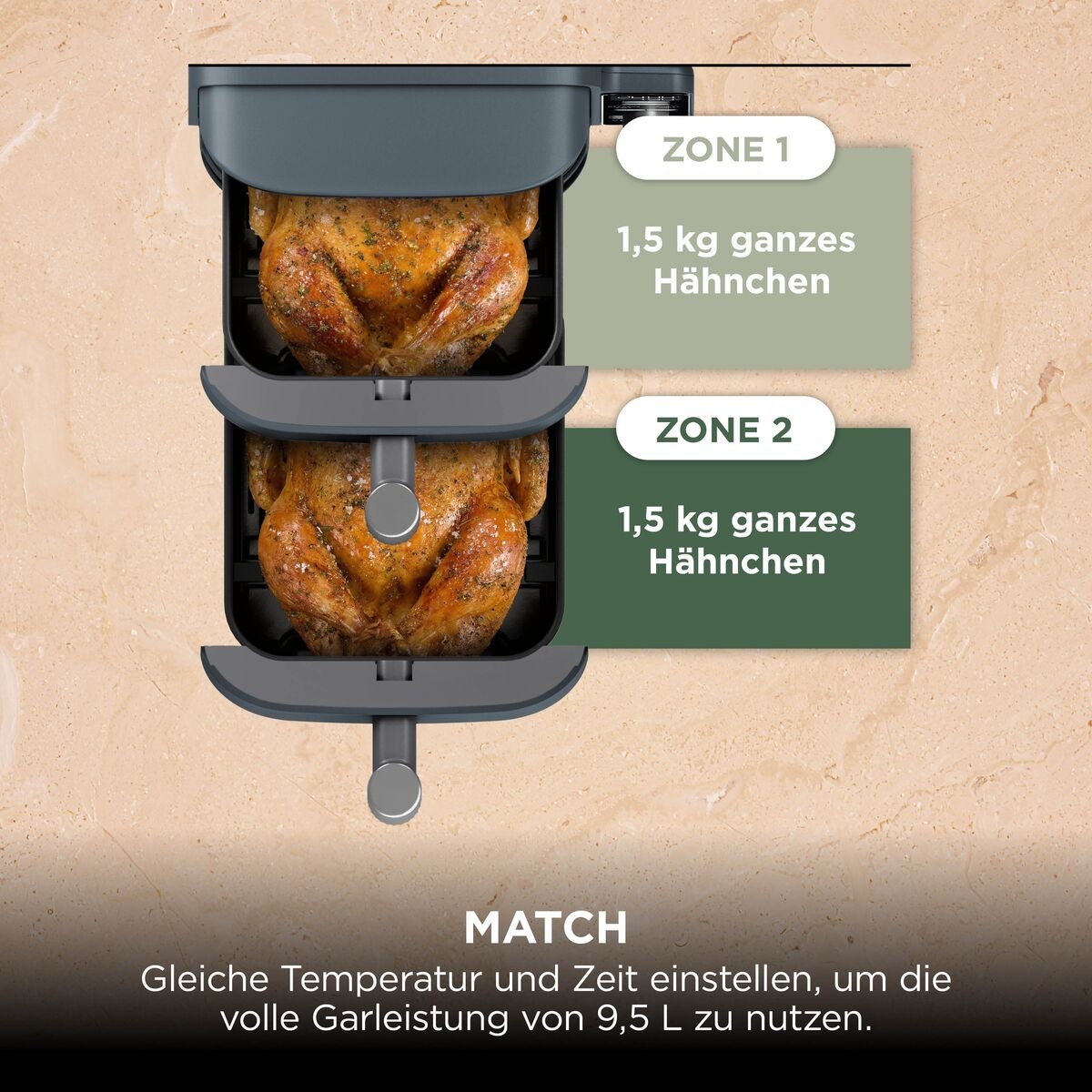 NINJA Heißluftfritteuse »Ninja Double Stack XL Heißluftfritteuse mit 2 Schubladen 9,5 L – Blau« 2450 W