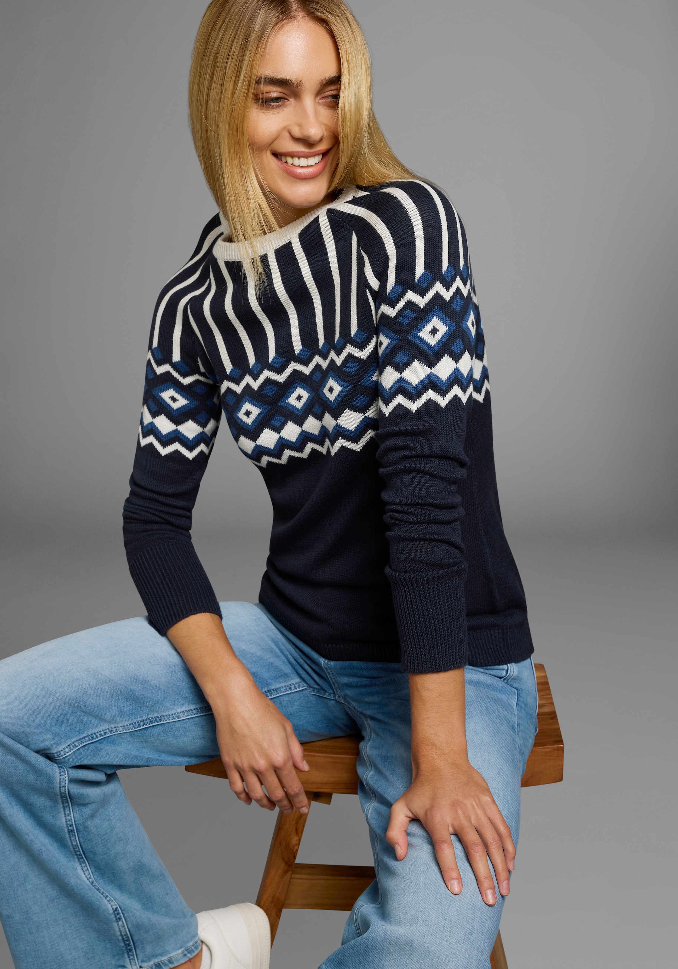 AJC Jacquardpullover, mit Norwegermuster in verschiedenen Farbvarianten