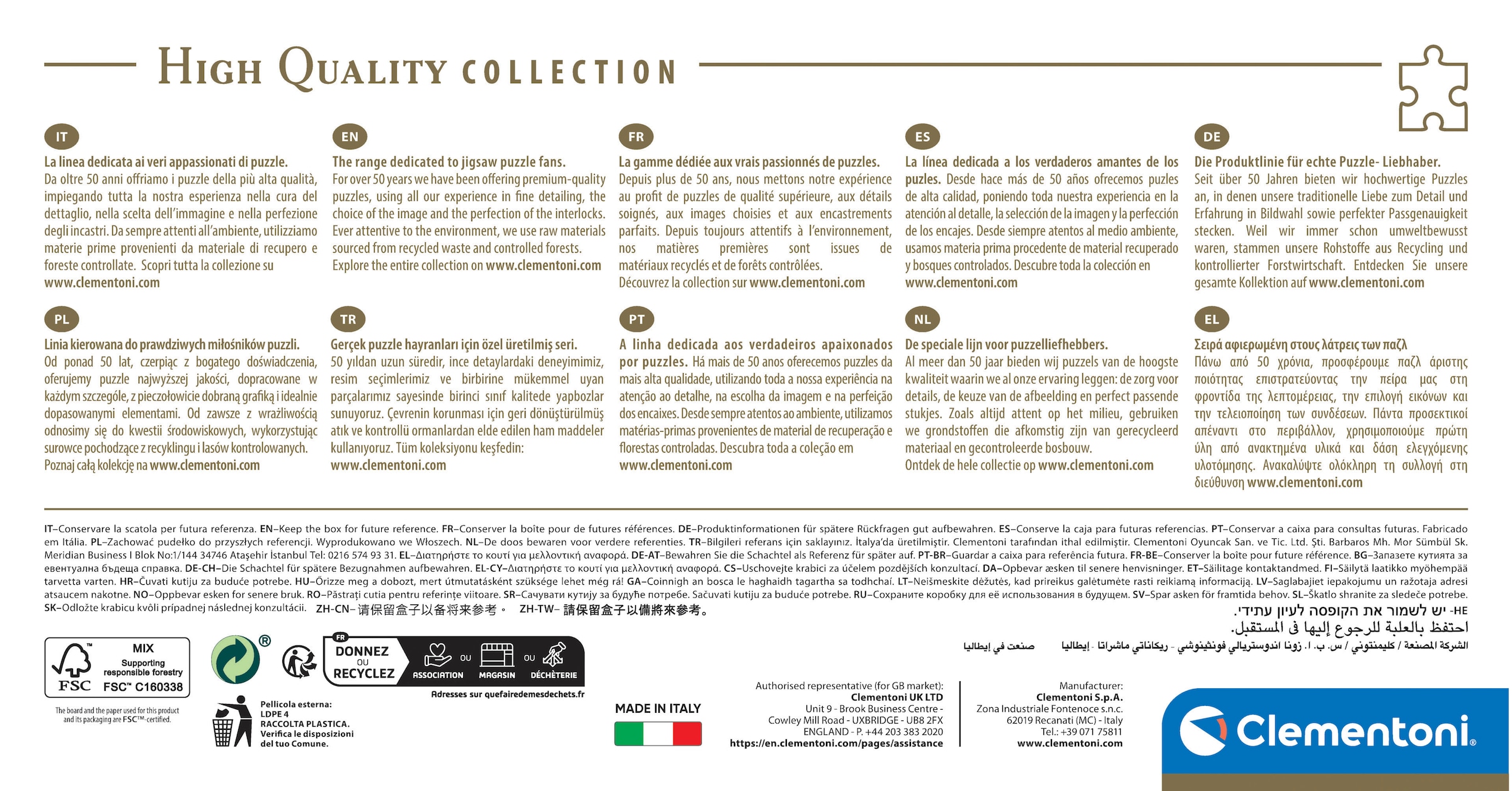 Clementoni® Puzzle »Panorama High Quality Collection Compact, Venedig, Canale Grande«, Made in Europe