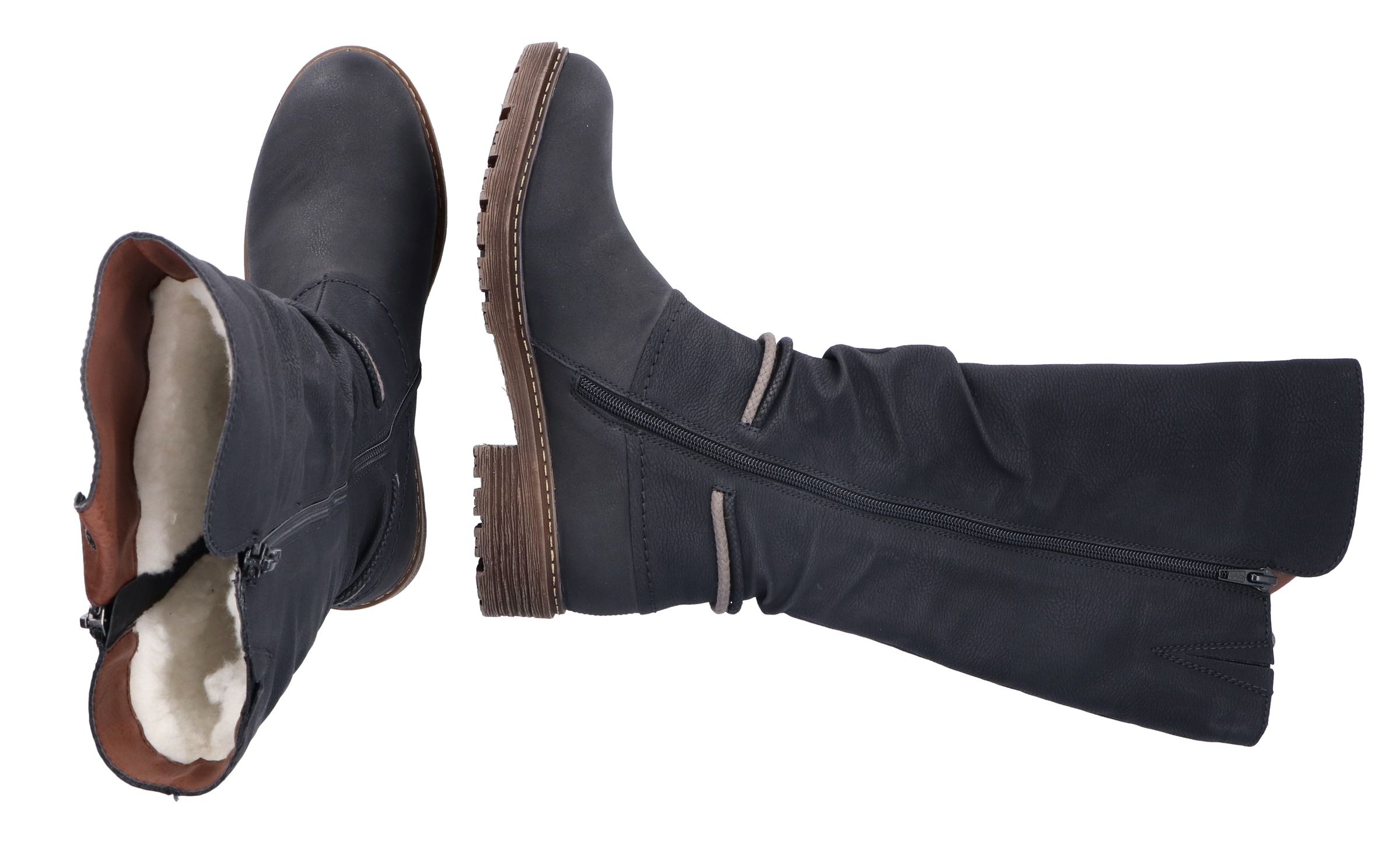 Rieker Winterstiefel, Langschaftstiefel, Blockabsatz, TEX-Membran, Nieten und Kordel