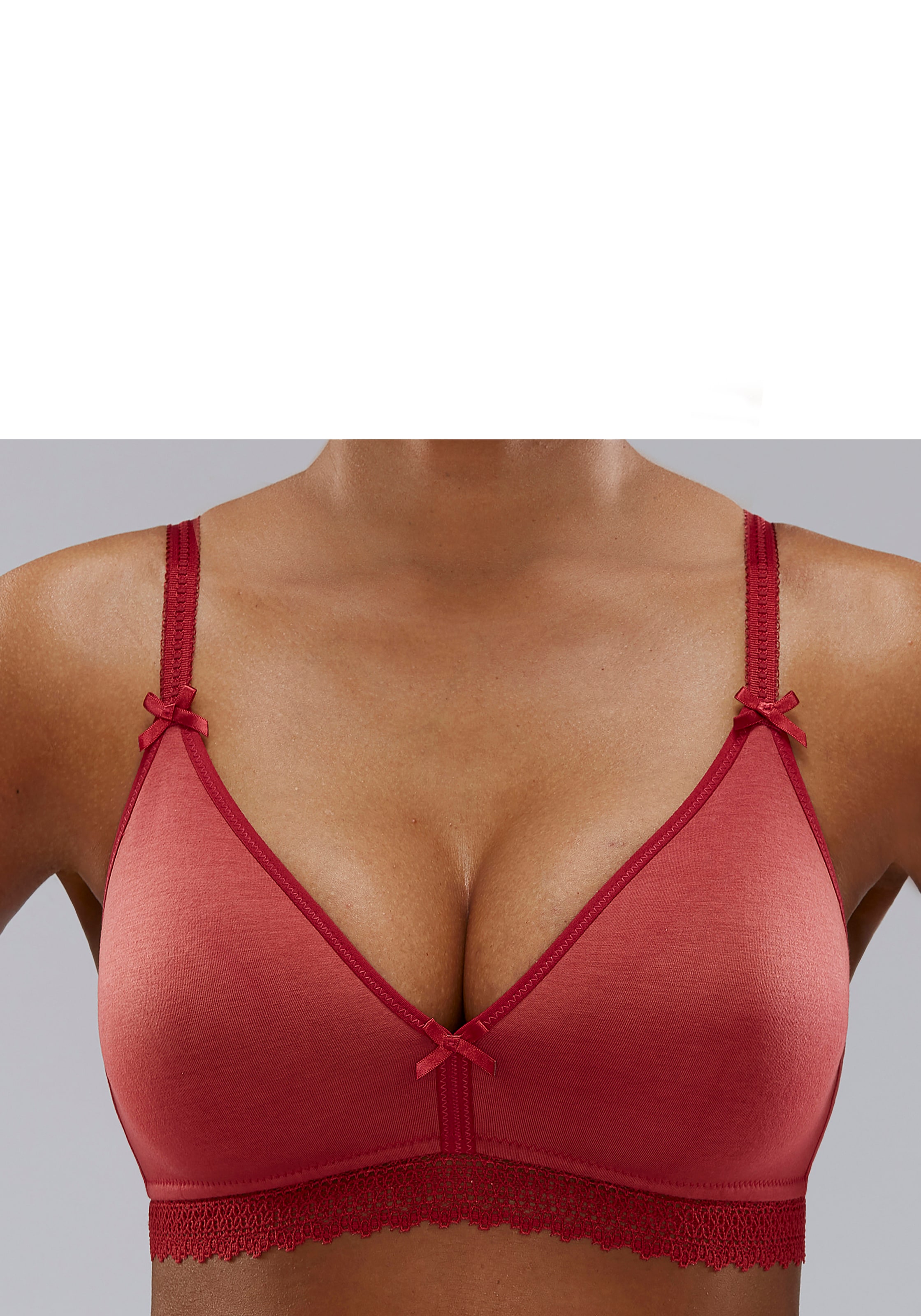 petite fleur Bralette-BH, (Packung, 2 Stück), ohne Bügel mit Spitzenband, aus weicher Baumwolle, Basic Dessous