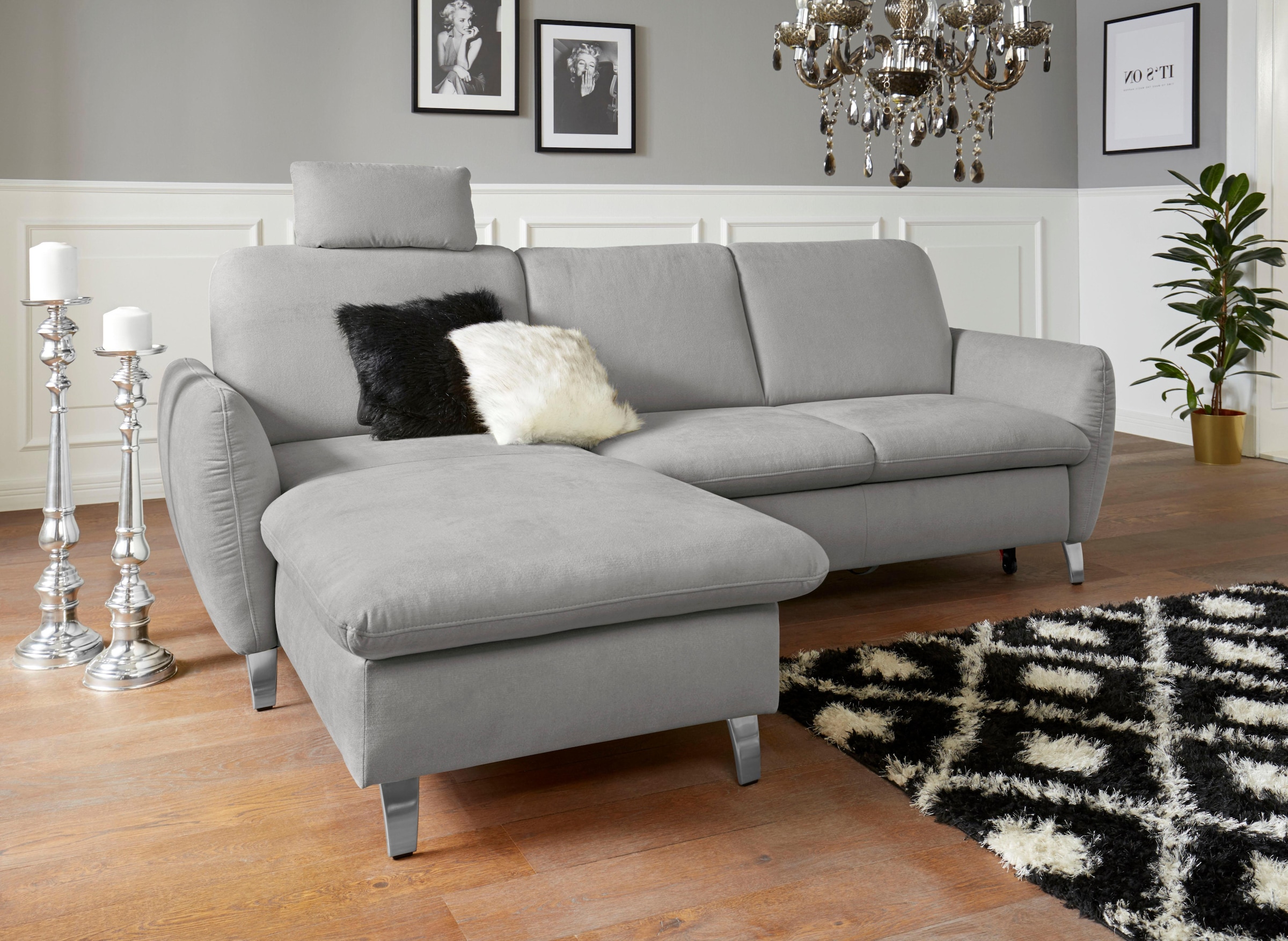sit&more Ecksofa »Daytona L-Form«, mit Federkern, einer Kopfstütze und wahlweise mit Bettfunktion