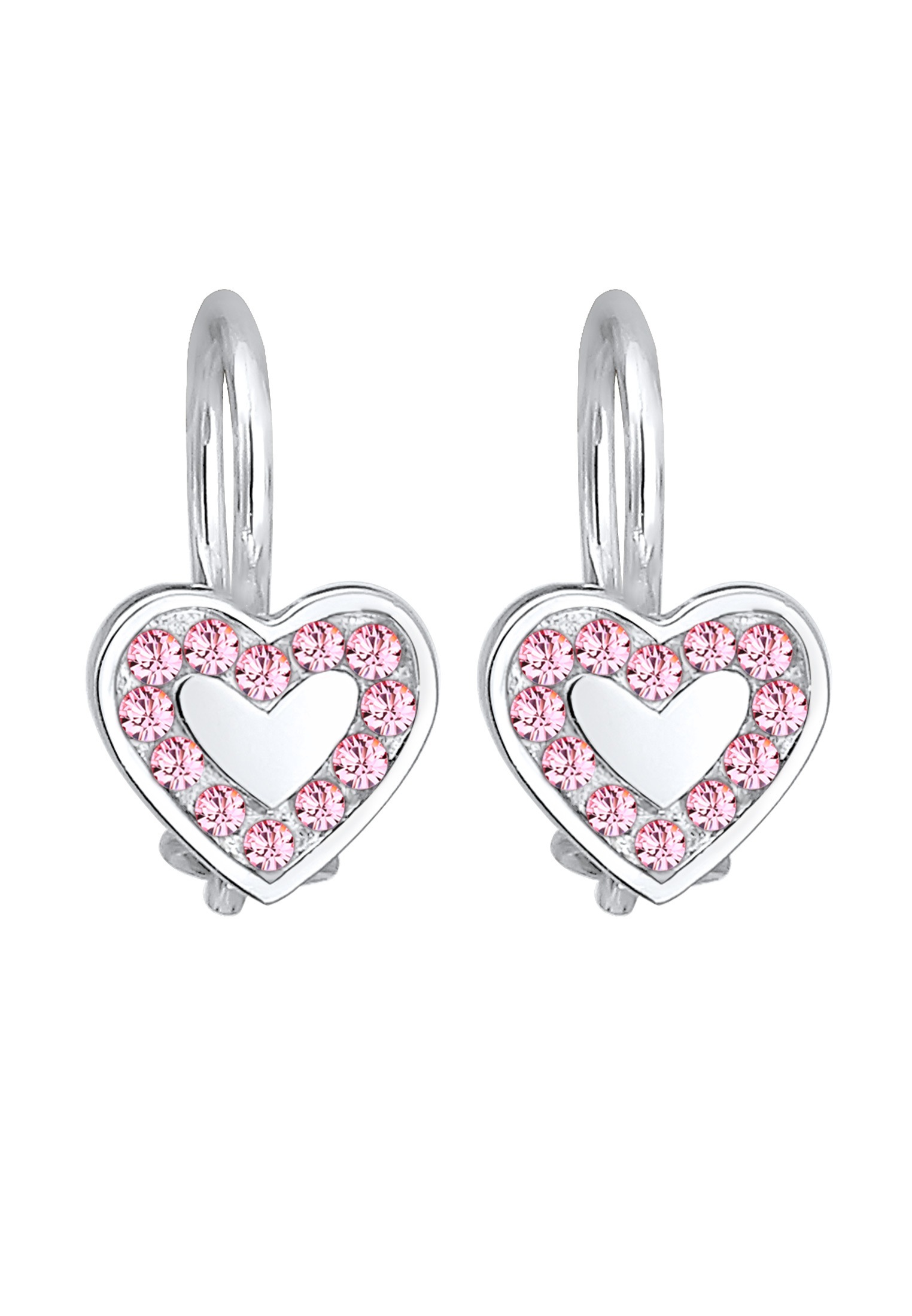 Elli Paar Ohrstecker »Ohrringe Ohrstecker Herz Glas Kristalle Rose 925 Sterling Silber«