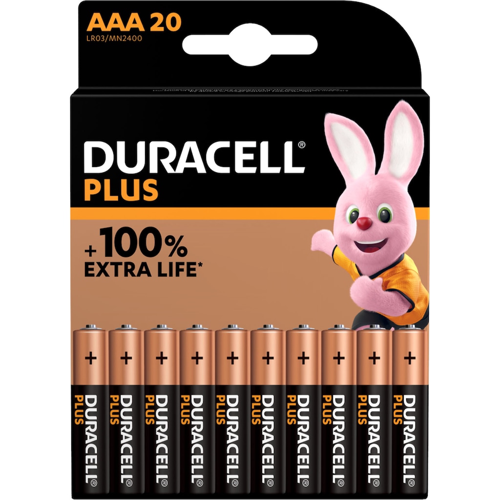 Duracell Batterie »20er Pack Plus Alkaline, Micro, AAA, LR03«, 1,5 V, (Set, 20 St.)