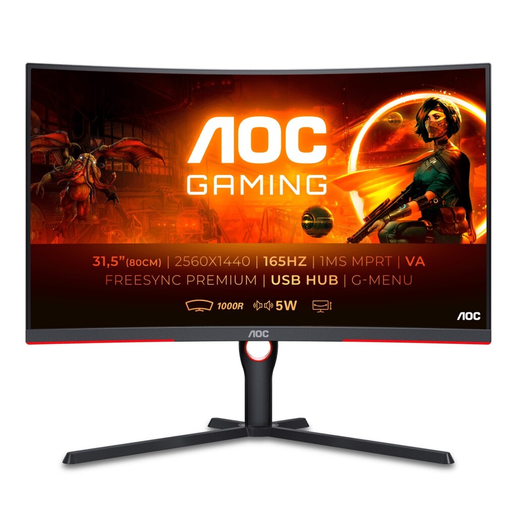 AOC Curved-Gaming-Monitor »CQ32G3SU/BK«, 80 cm/32 Zoll, 2560 x 1440 px, 1 ms Reaktionszeit, 165 Hz