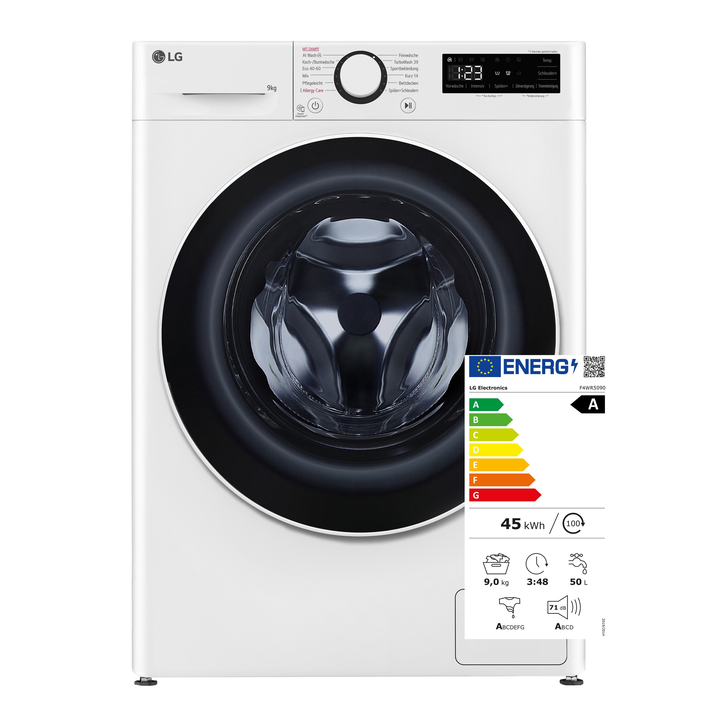 LG Waschmaschine, F4WR5090, 9 kg, 1400 U/min