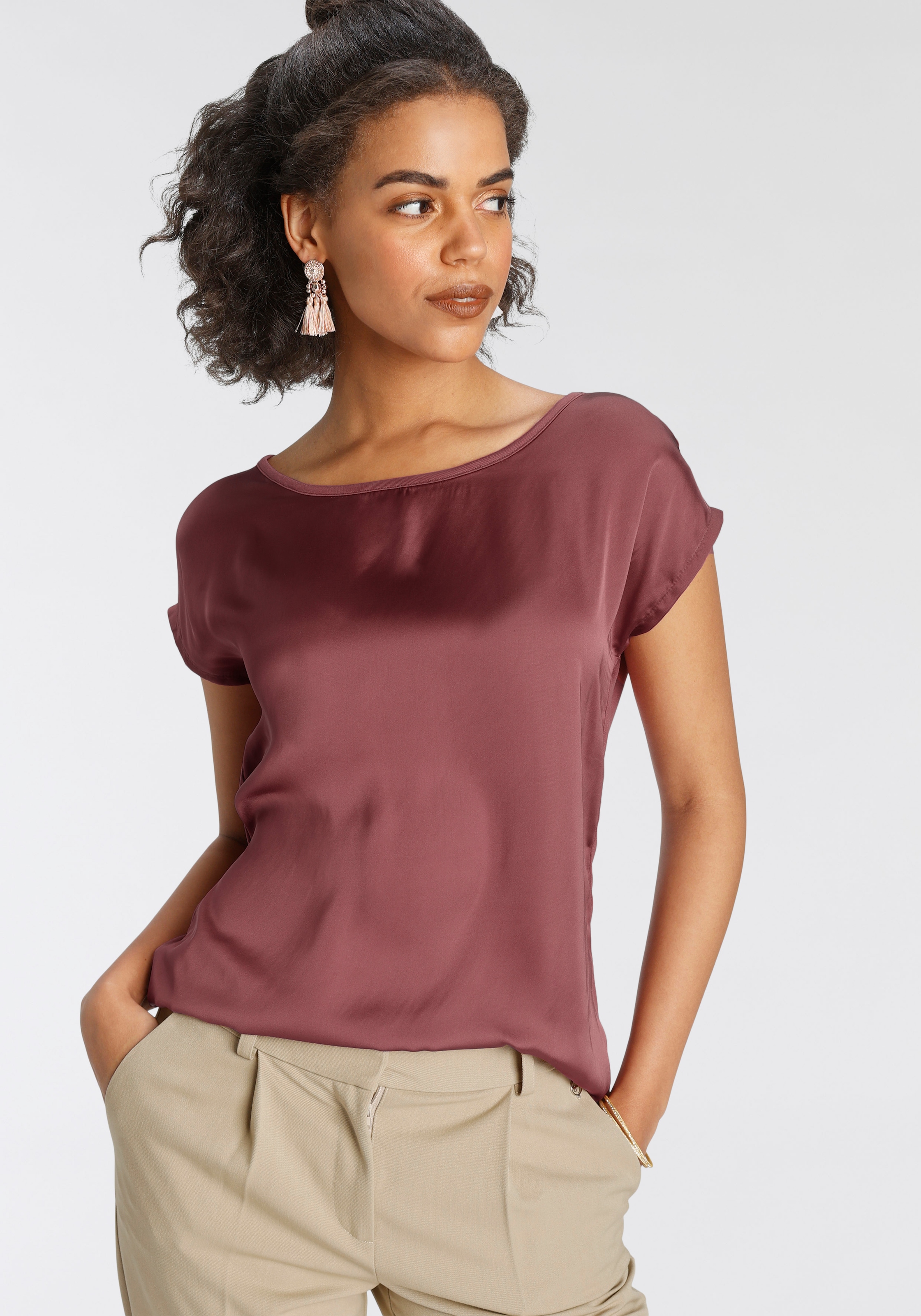 Laura Scott Shirtbluse, aus Satin und Jersey