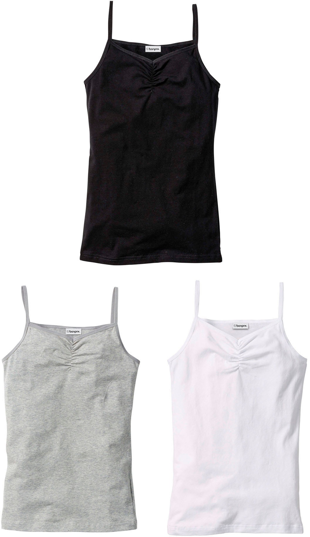 bonprix Unterhemd »Top mit weicher Baumwolle (3er-Pack)« Packung, 3, 3 Stk. im praktischen 3er-Pack, mit schmalen und elastischen Trägern