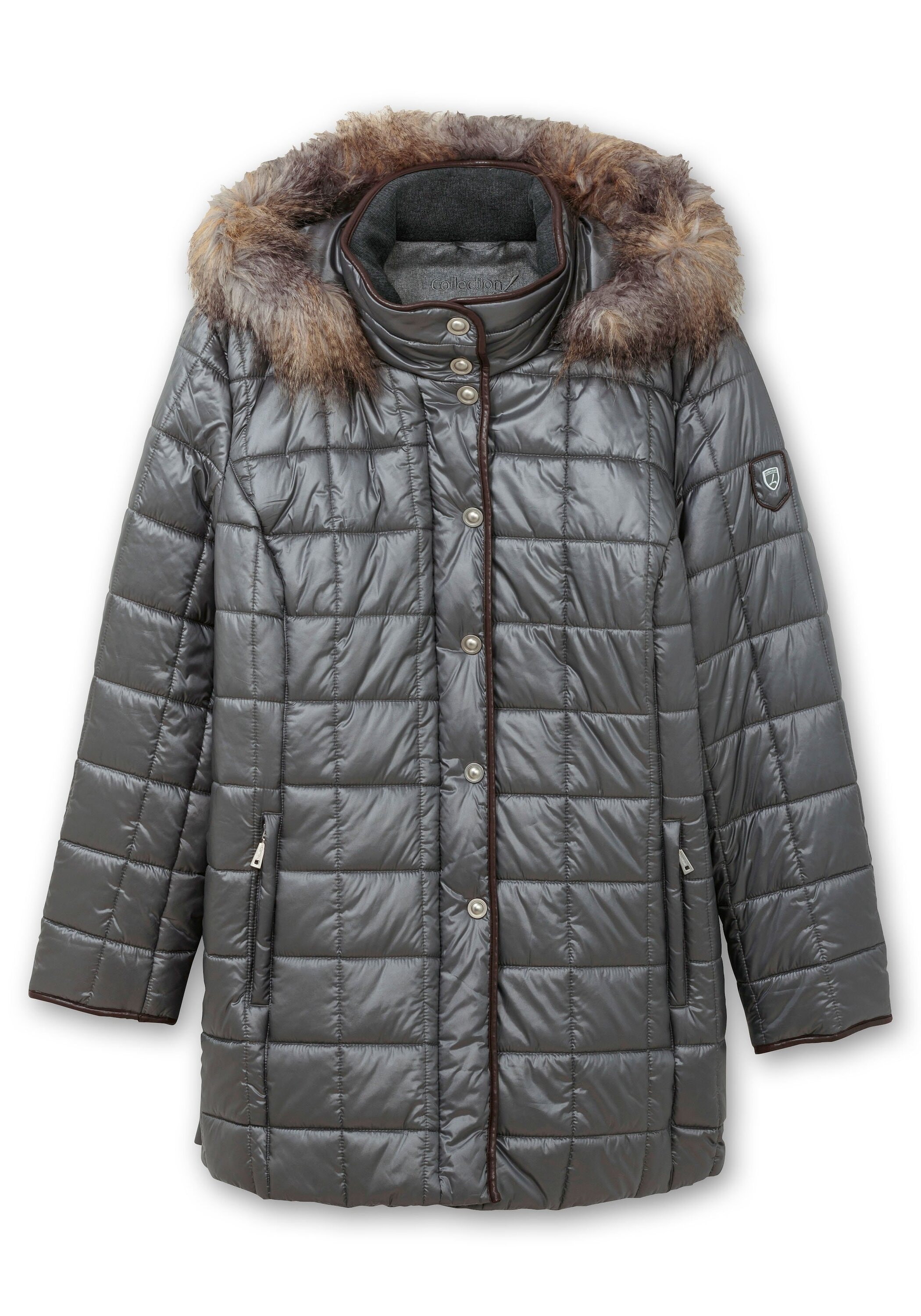 Sheego Steppjacke »Steppjacke mit Kunstfell-Kapuze, dezent glänzend«