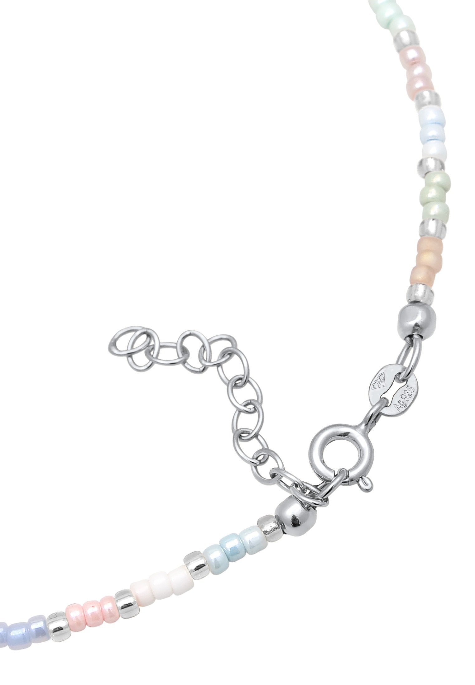 Elli Fußkette »Fußschmuck Glasperlen Pastell Sommeraccessoire 925 Sterling Silber«
