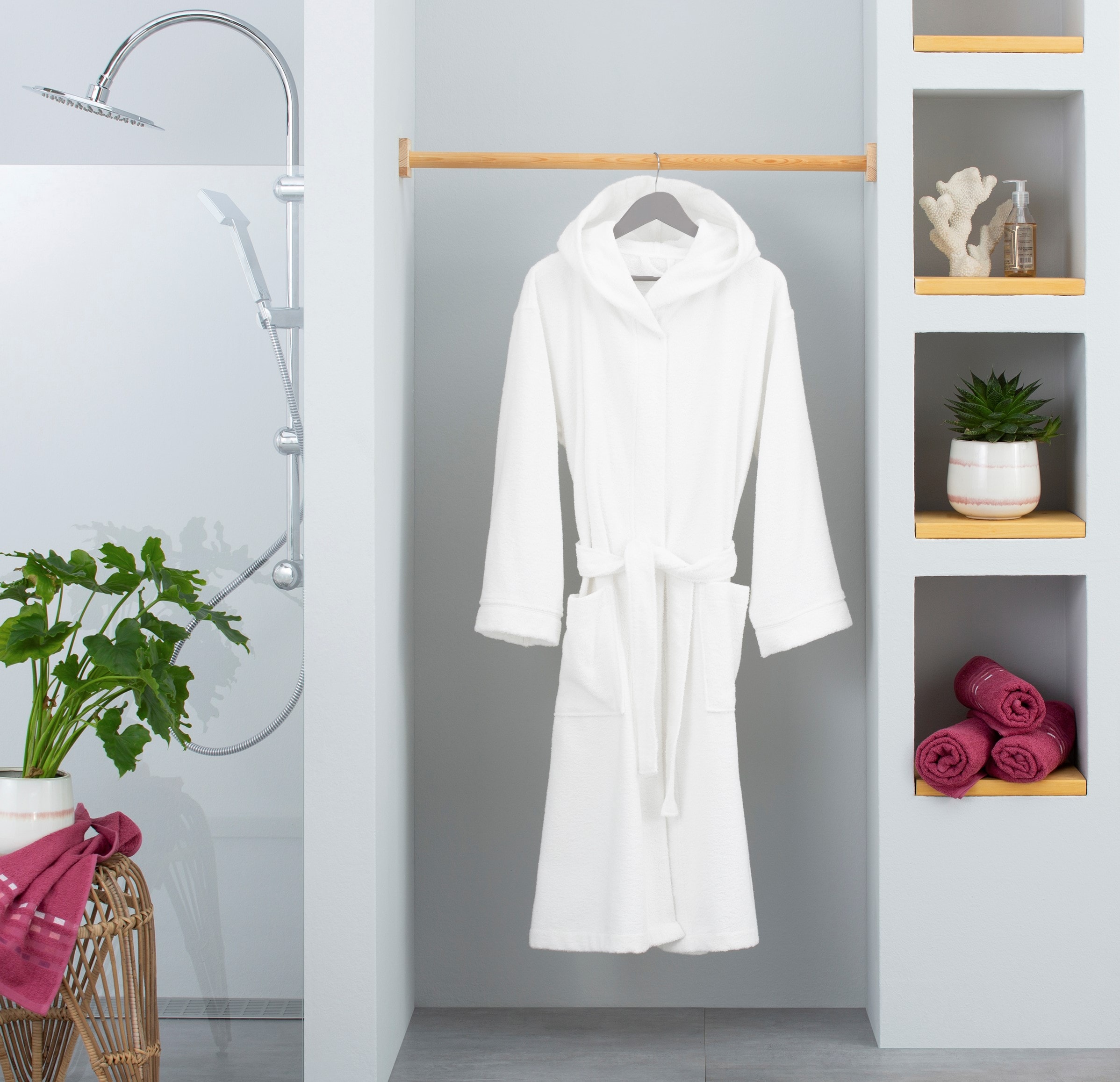 my home Unisex-Bademantel »Sanremo, ideal für Sauna & Spa, Hotelbademantel, Morgenmantel«, (1 St.), mit Taschen, Damen & Herren Bademäntel, S-3XL