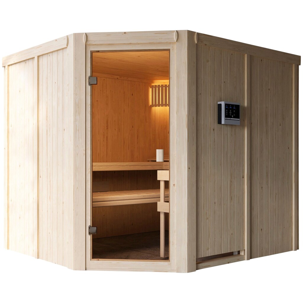welltime Sauna »Hanny«, (Set), 9 kW-Ofen mit ext. Steuerung