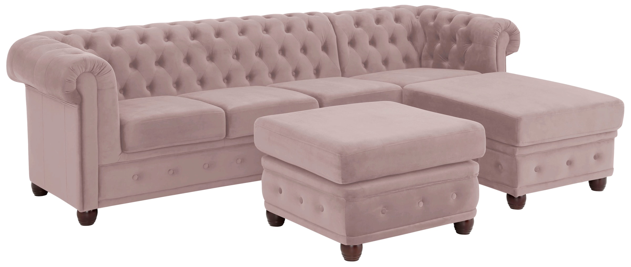 Home affaire Chesterfield-Sofa »New Castle L-Form«, hochwertige Knopfheftung in Chesterfield-Design, B/T/H: 255(171/72)