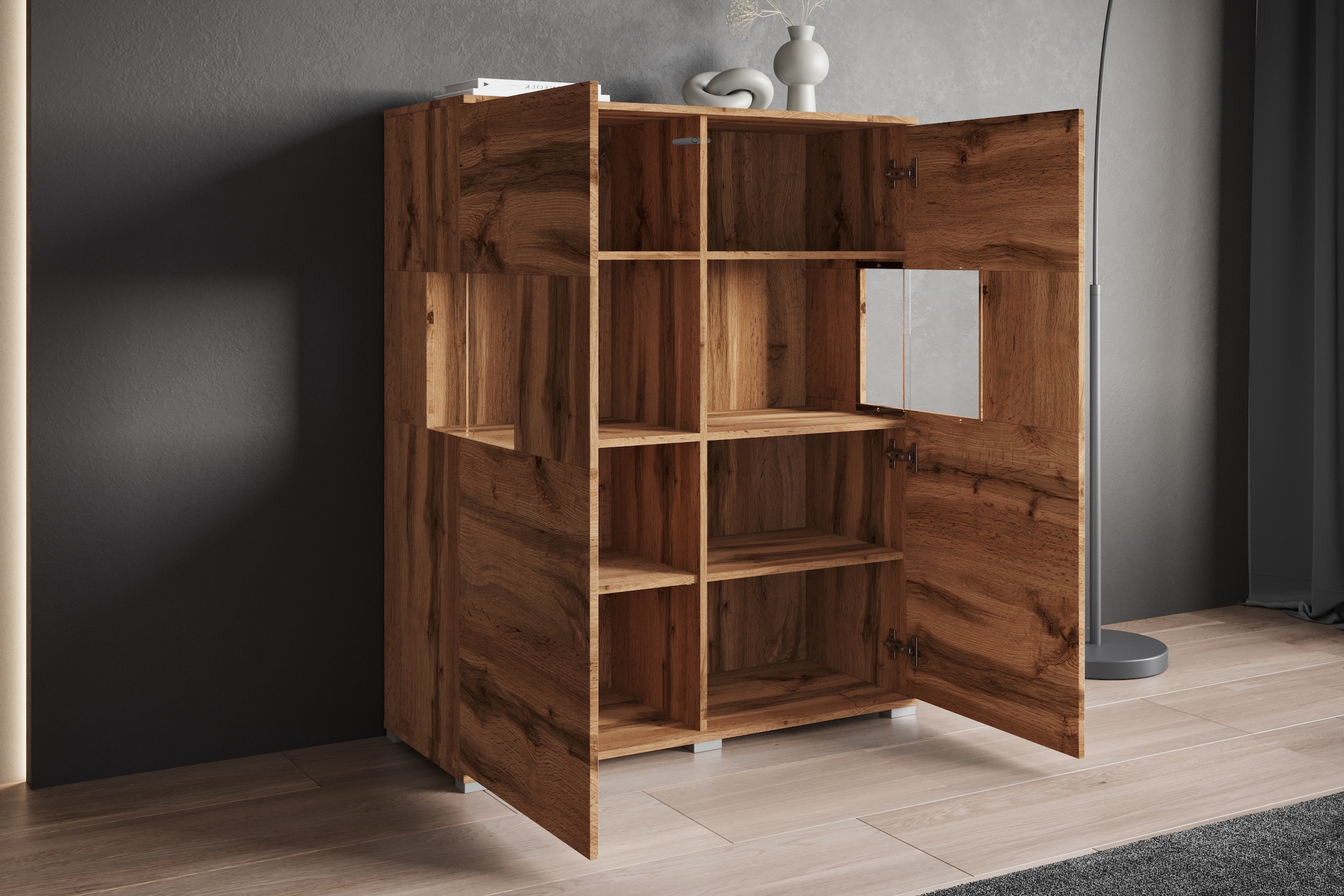 INOSIGN Highboard »Kenia«, Modernes Highboard mit Glastüren, Breite 100 cm