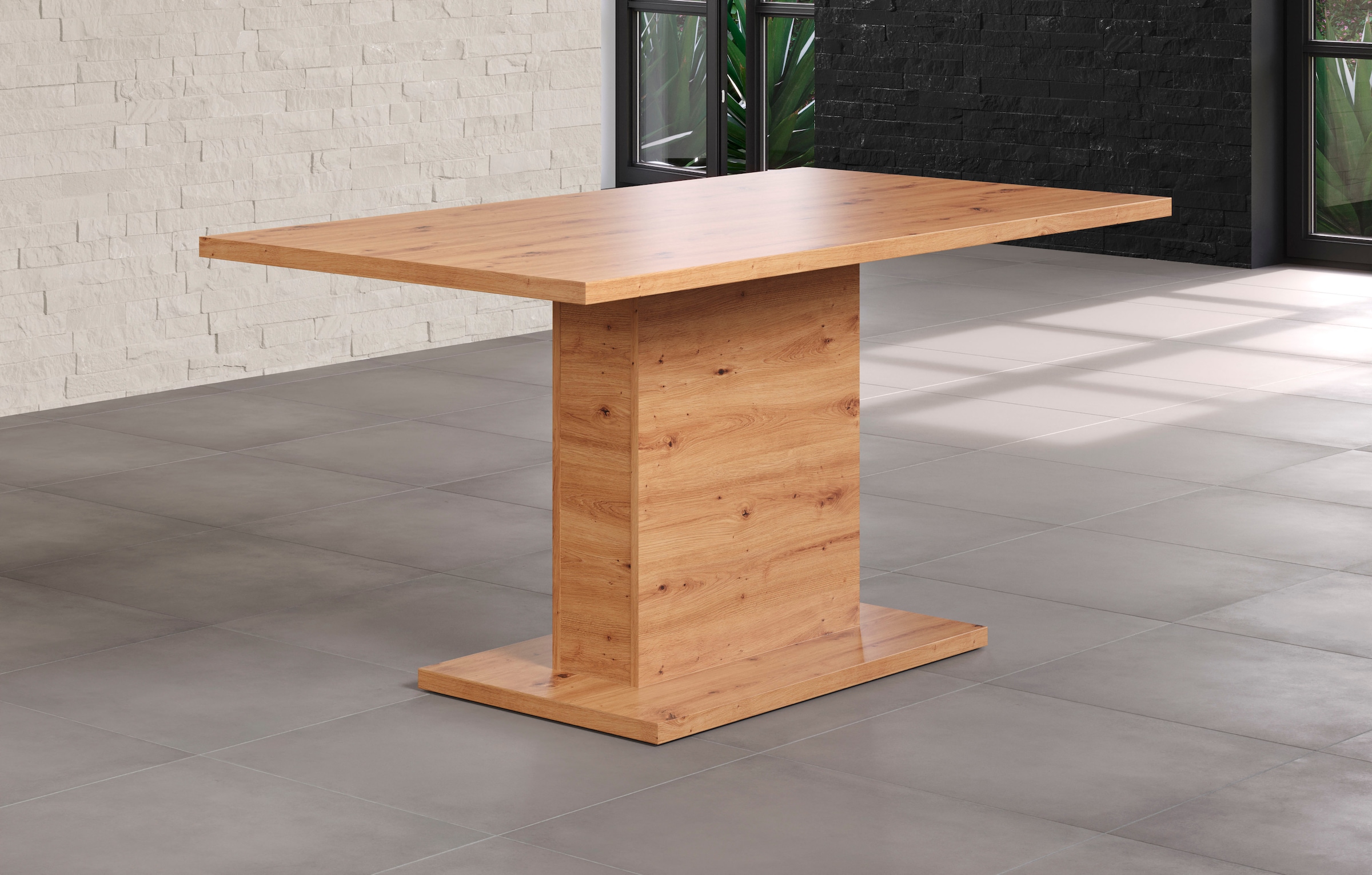 Home affaire Esstisch »Ambres«, Säulentisch passend für 6 Personen - (B/T/H) 160/80/76 cm