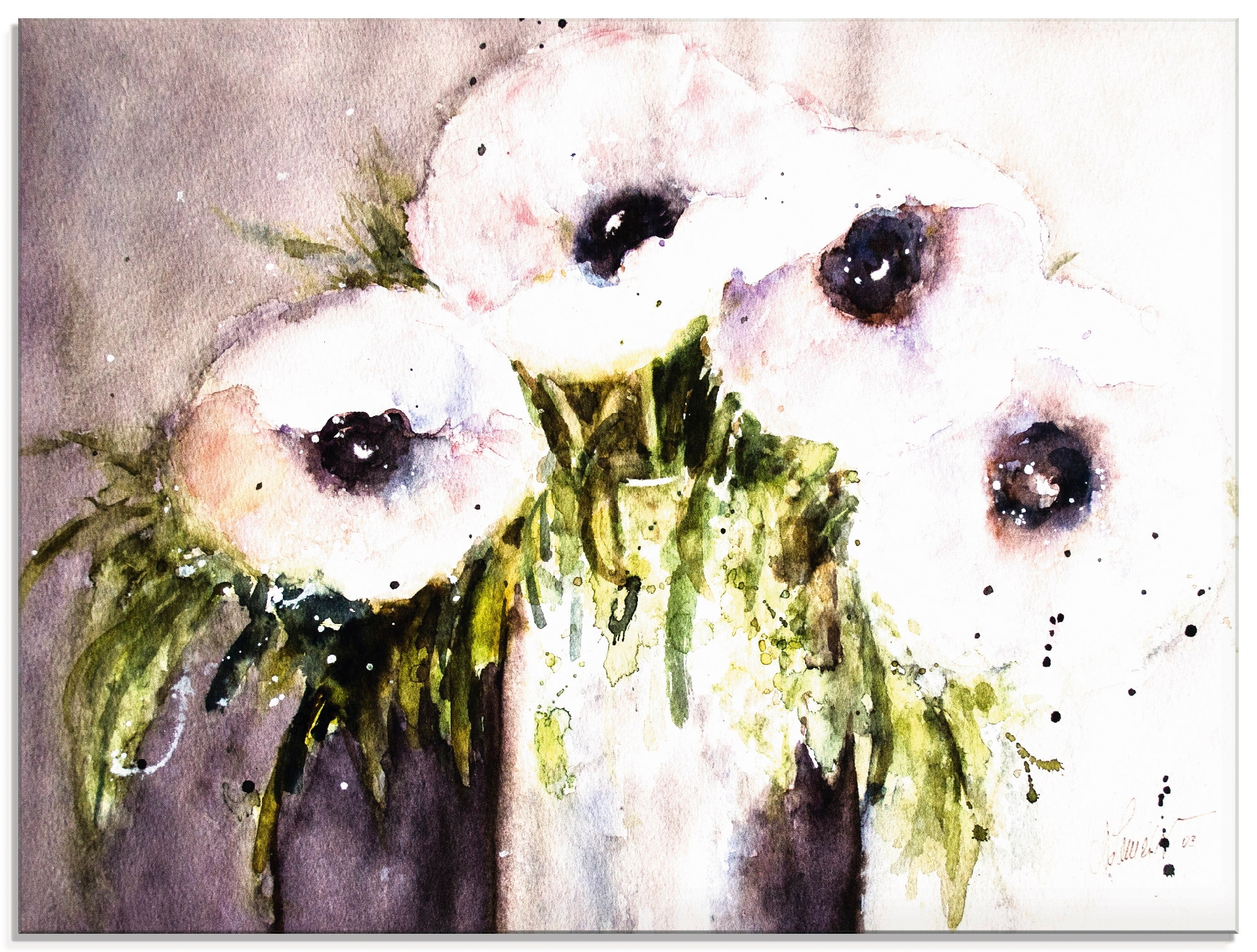 Artland Glasbild »Lila Mohn in Vase« Blumen 1 Stk. tlg. in verschiedenen Größen