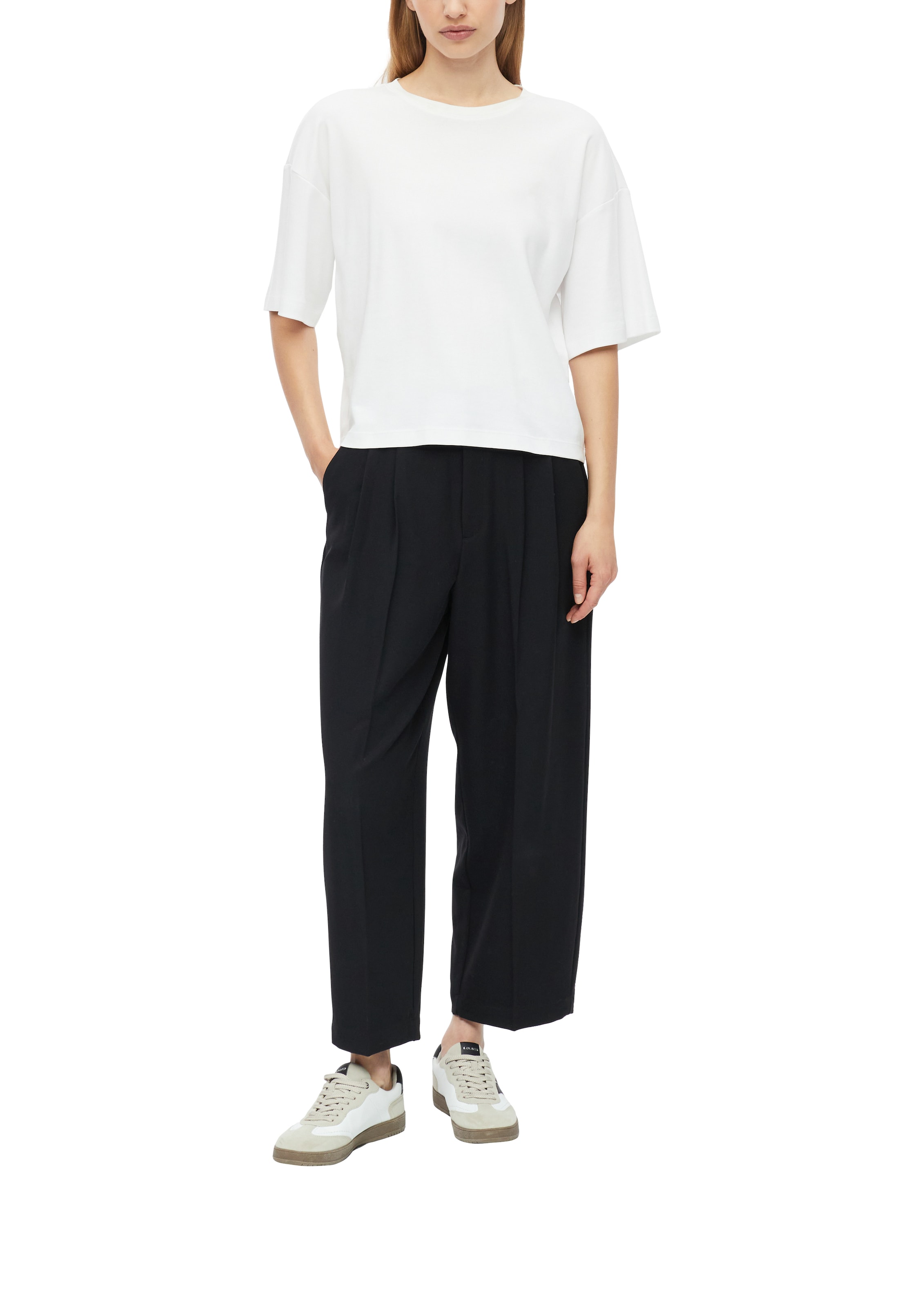 s.Oliver Bundfaltenhose  Hohe Leibhöhe, Barrel Beinform, knöchellang