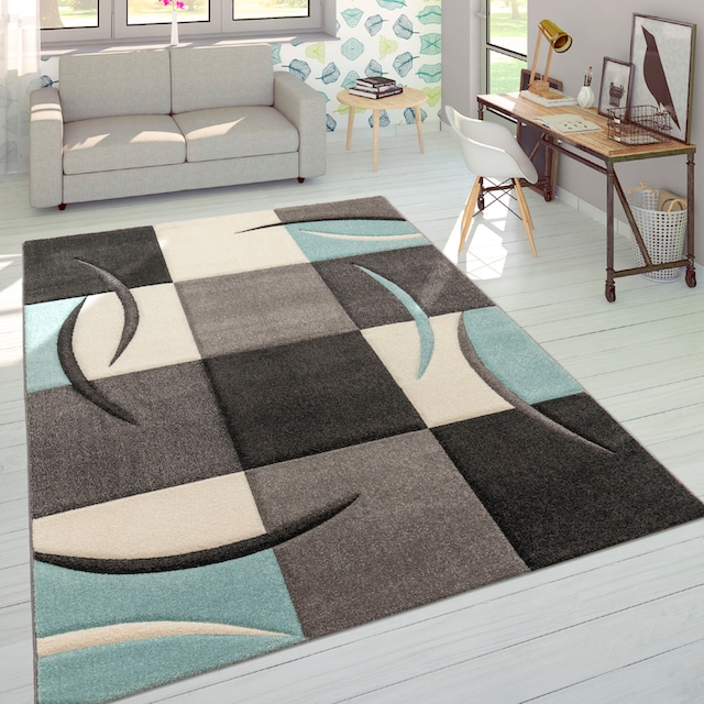 Paco Home Teppich »Lara 235«, rechteckig, Kurzflor, modernes Design,  Pastell-Farben, mit Konturenschnitt