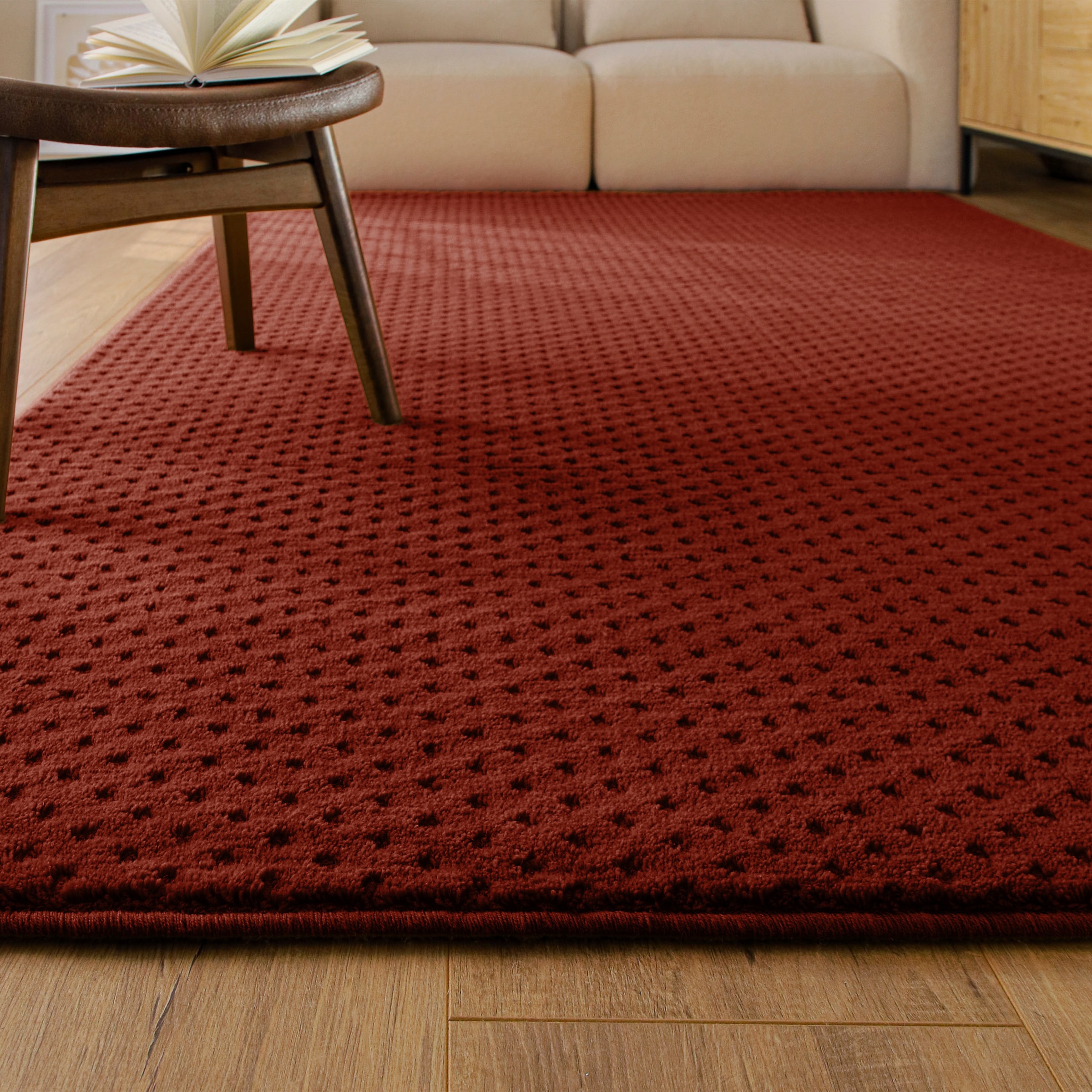 Wecon home Teppich »Castello THREE« rechteckig 7 mm Höhe Schurwolle, Kurzflor mit Hoch-Tief-Effekt, Wohnzimmer, Rautenmuster