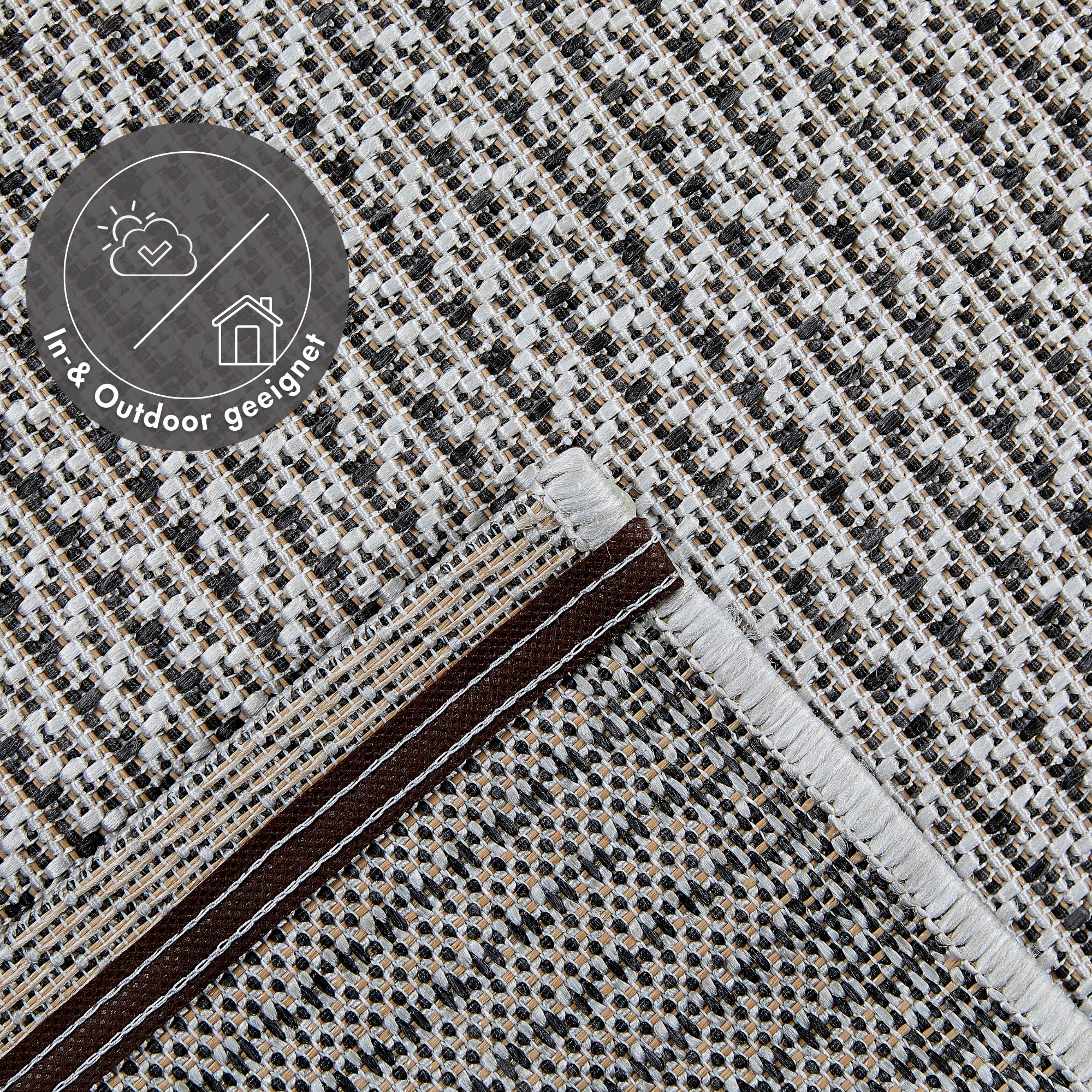 Andiamo Teppich »ARIZONA 2« rechteckig 5 mm Höhe Flachgewebe, mit Bordüre, In- und Outdoor geeignet, Wohnzimmer