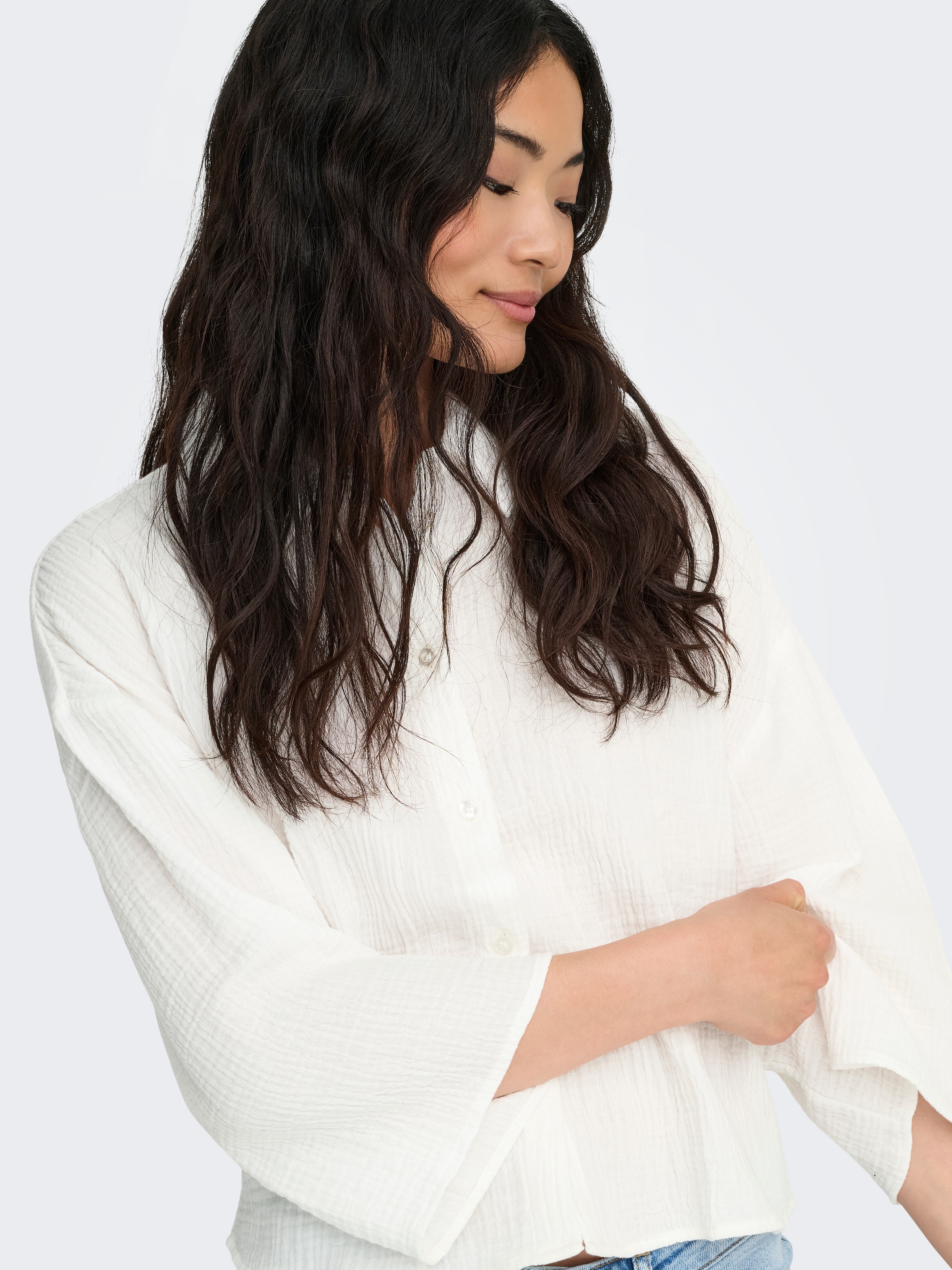 JDY Hemdbluse »JDYTHEIS LIFE 3/4 CROP SHIRT WVN NOOS« Baumwolle, regular fit