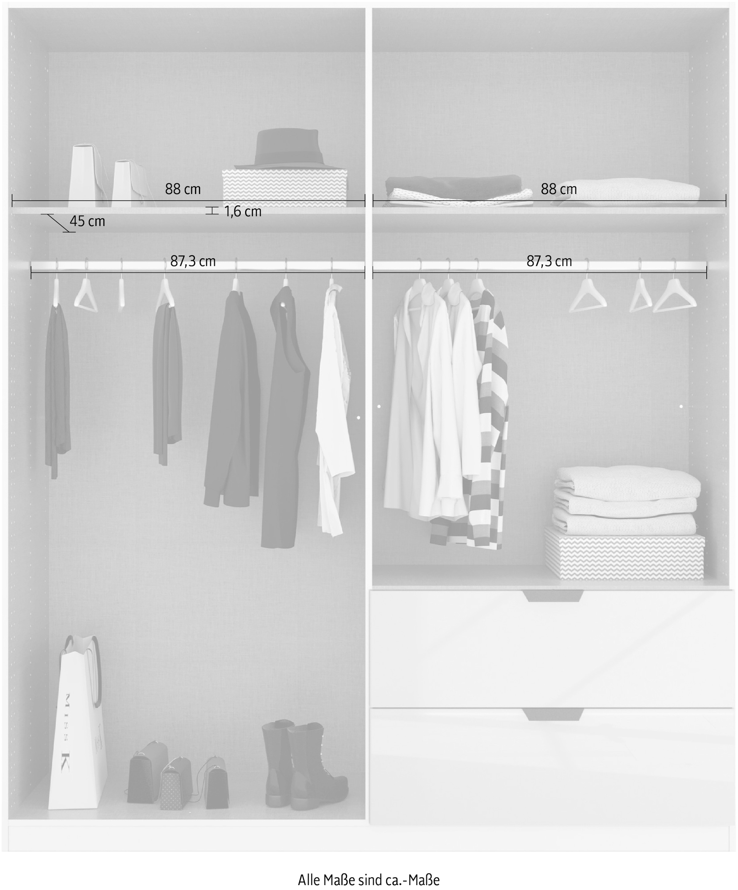 rauch Drehtürenschrank »Kleiderschrank Schrank Garderobe Ankleide MODERN BY QUADRA SPIN« Breiten: 181/226/271 cm, Höhe 210 cm,  mit Spiegel und hochwertiger Glasfront, Stangengriff MADE IN GERMANY