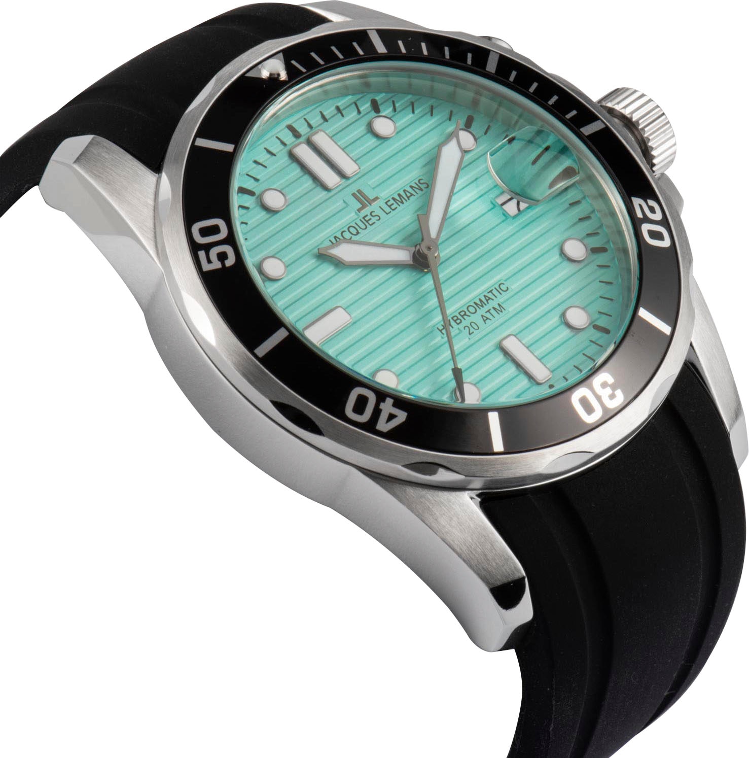 Jacques Lemans Kineticuhr »Hybromatic«, Armbanduhr, Herrenuhr, Silikonarmband, analog, Tag, Leuchtzeiger