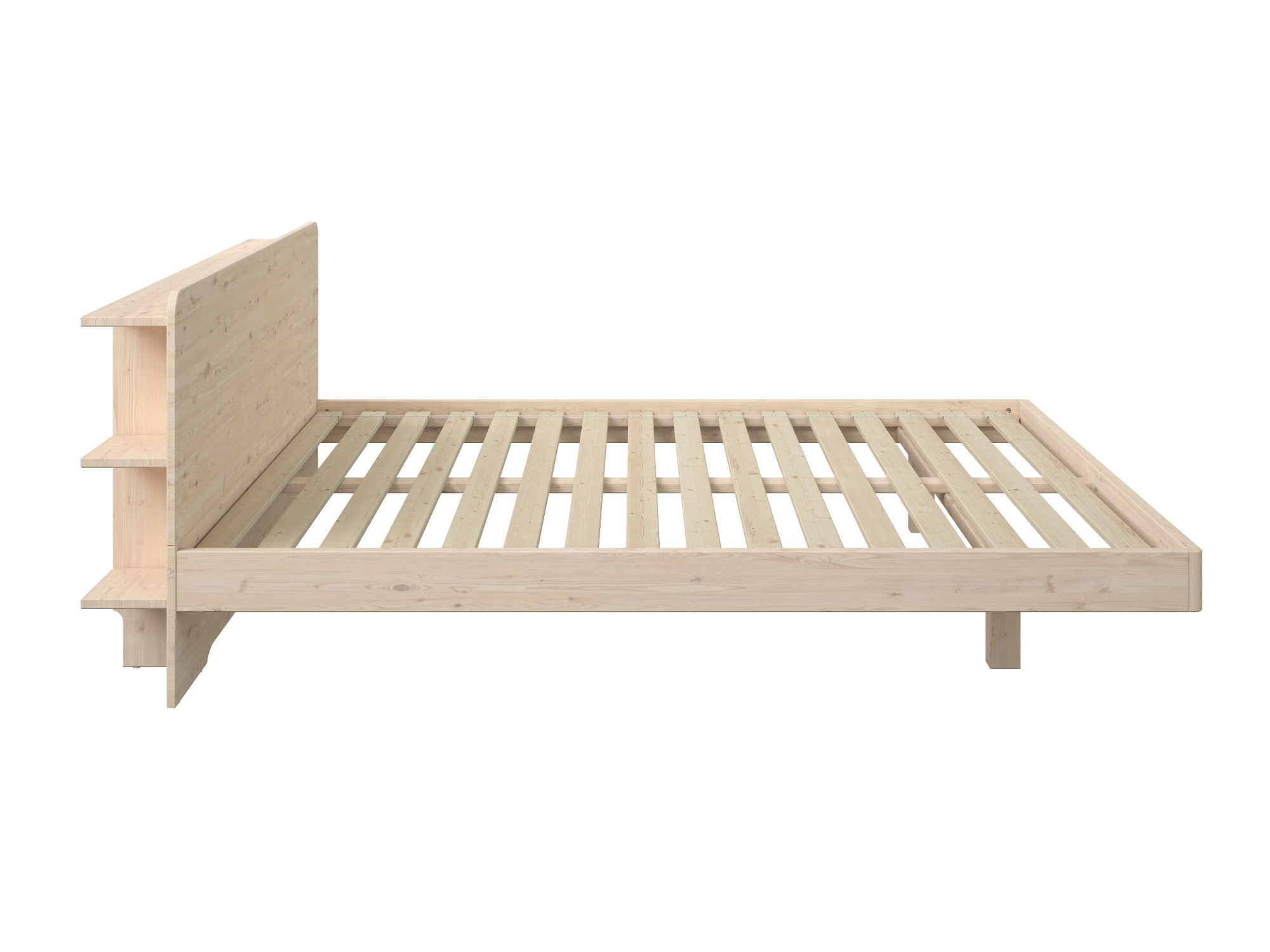 OTTO home Massivholzbett »Amaliah Schwebebett, versteckte Regale hinter dem Kopfteil,« schwebender Effekt, mit Lattenrost, modernes Design, stabile Qualität