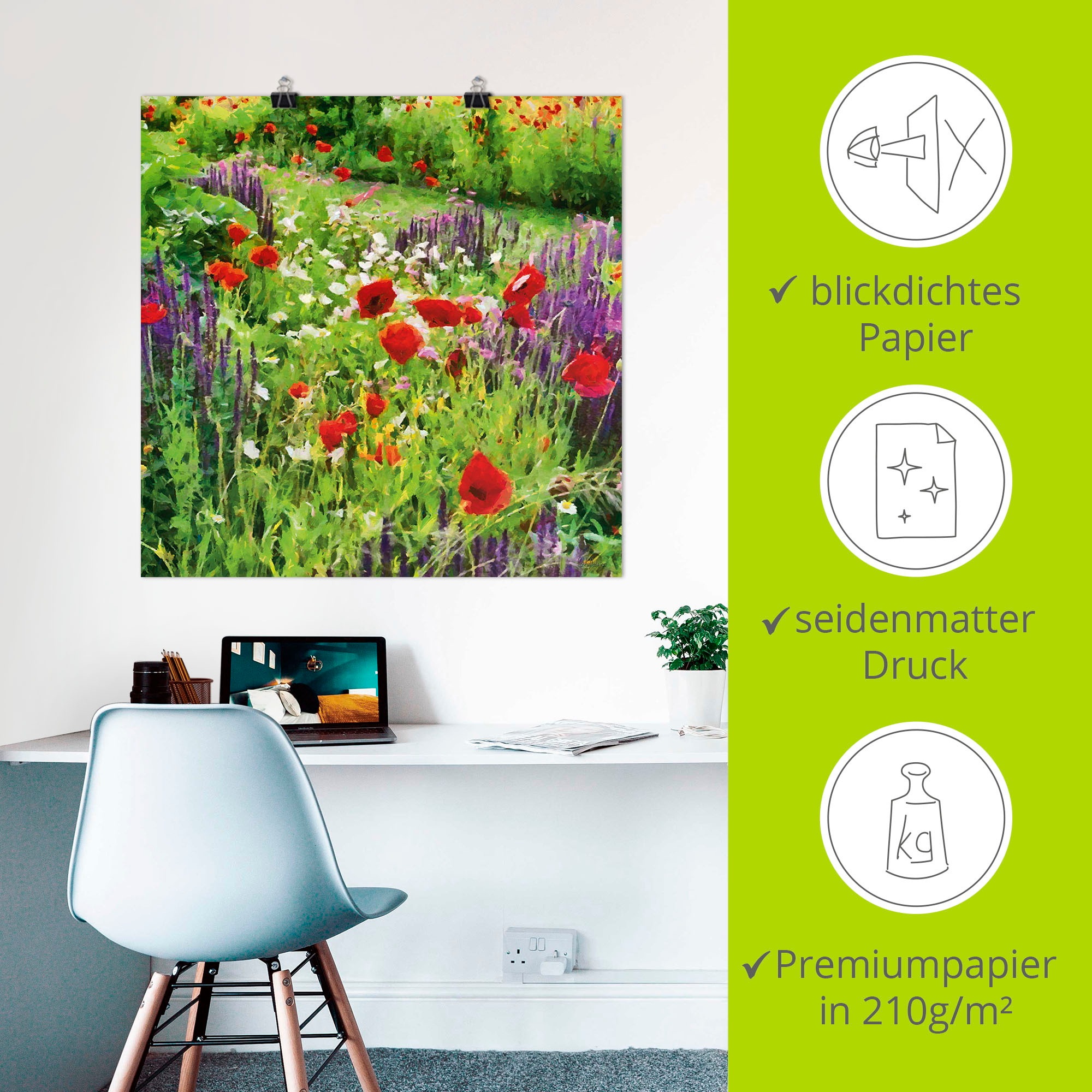 Artland Wandbild »Lupinen und Mohnblumen«, Blumenwiese, (1 St.), als Poster, Wandaufkleber in verschied. Größen