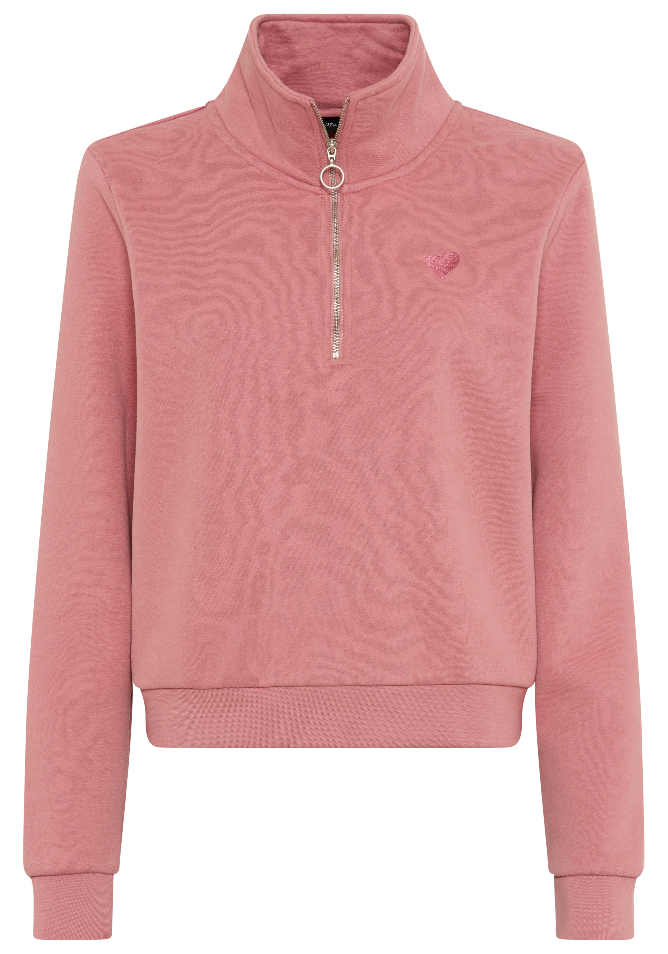 Laura Scott Sweater , Modisch verkürzt mit Troyer‑Kragen und Reißverschluss­
