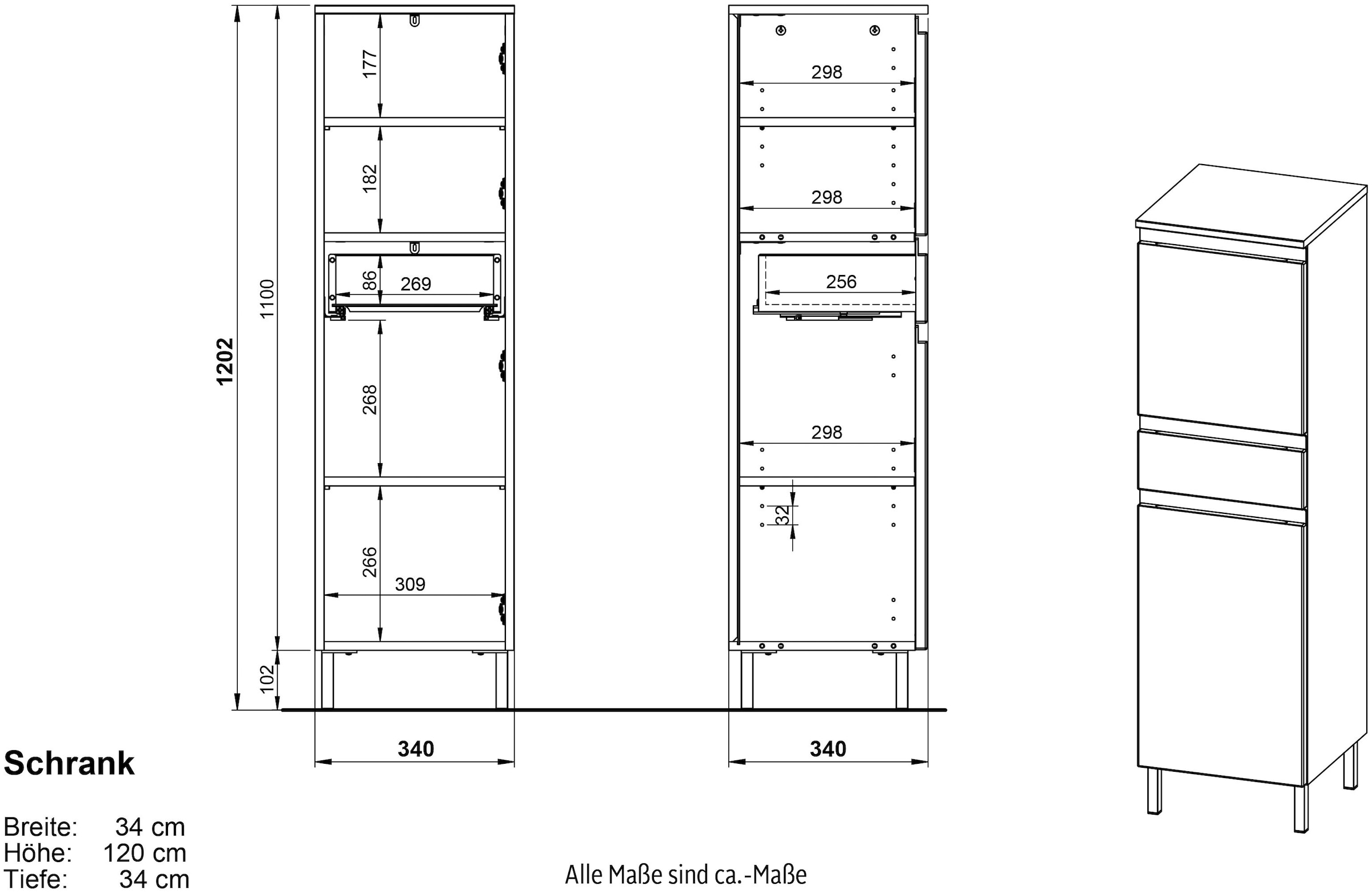 GERMANIA Badmöbel-Set »Torrance«, (5 St.), Unterschrank, Spiegel mit Beleuchtung, Schrank, Kommode, Hochschrank